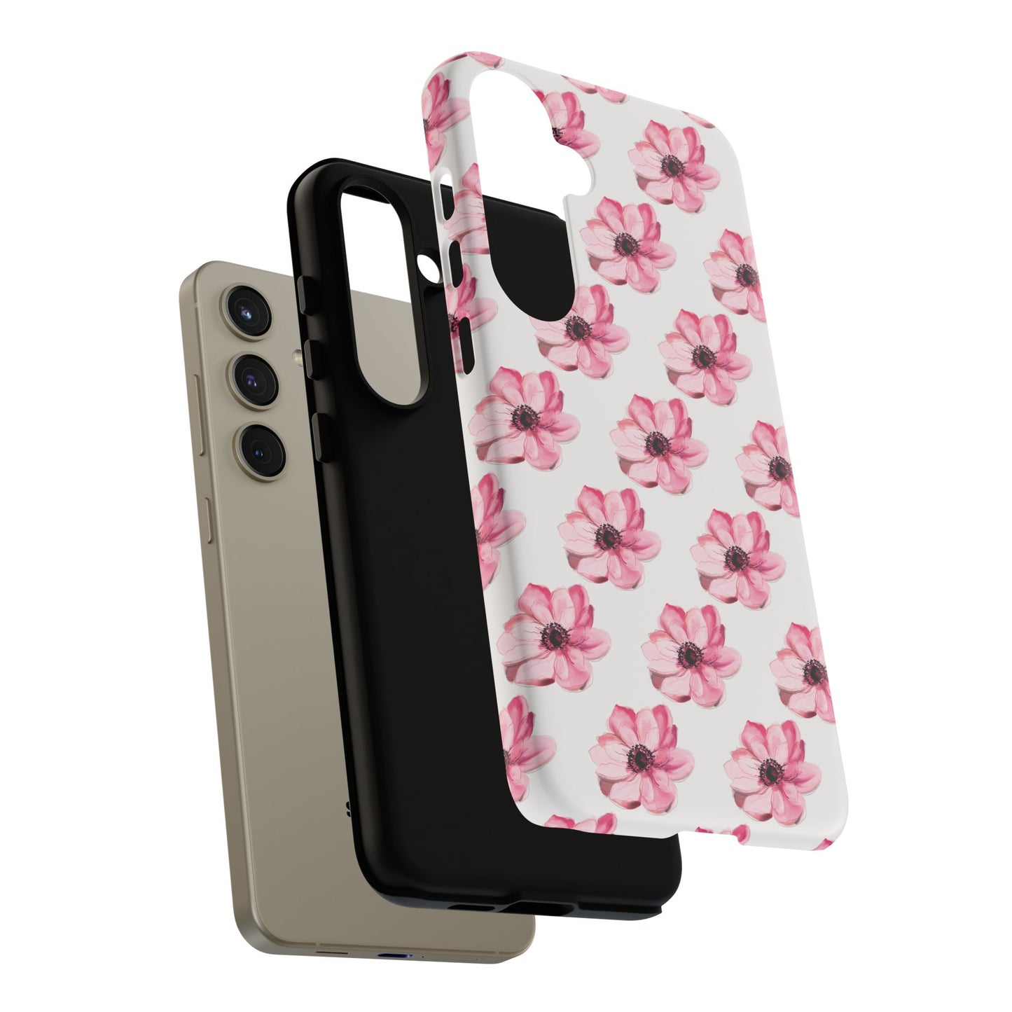 Floral Tough Phone Case - Stylish Protection with Pink Flowers - iPhone Samsung Galaxy Google Pixel - MahaCase