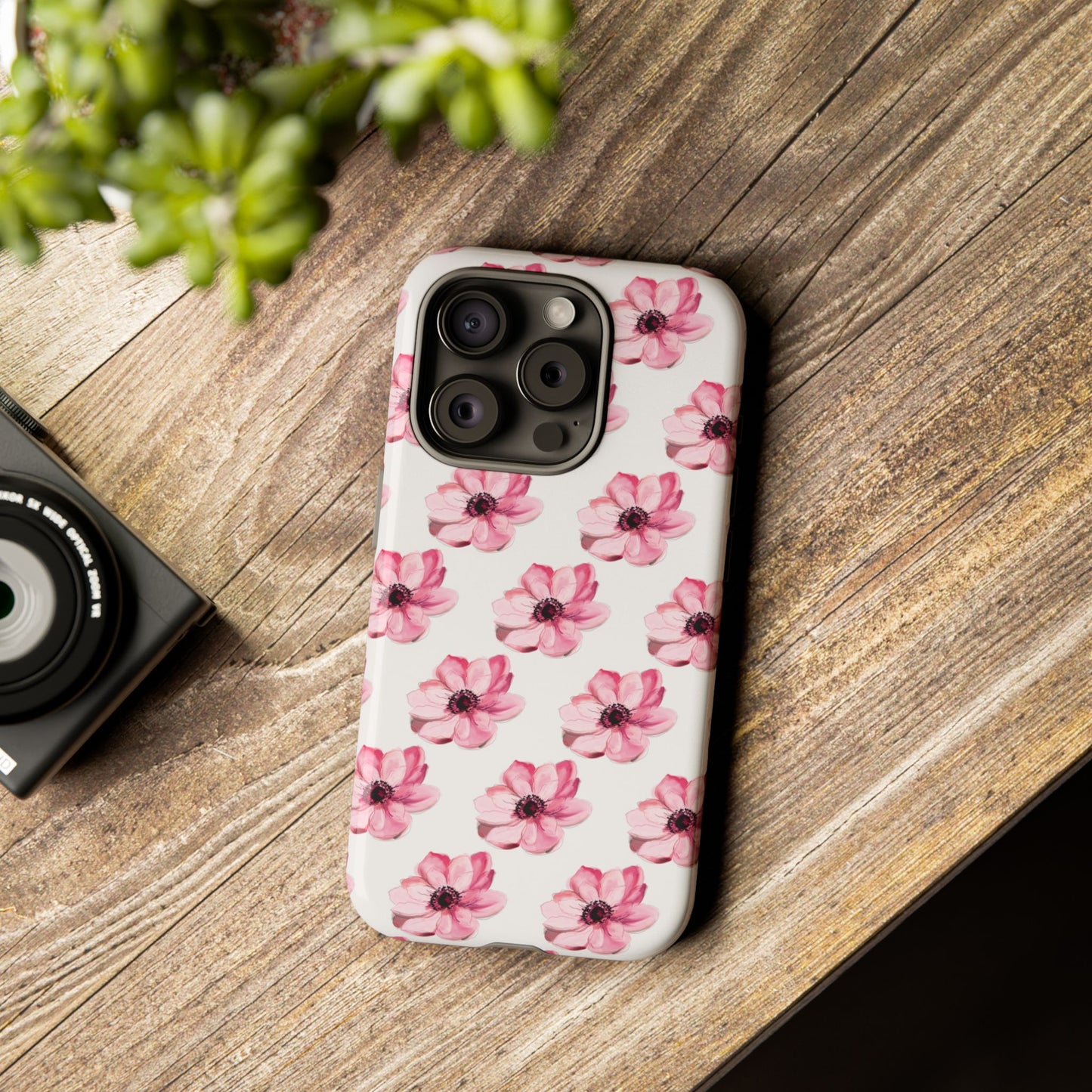 Floral Tough Phone Case - Stylish Protection with Pink Flowers - iPhone Samsung Galaxy Google Pixel - MahaCase