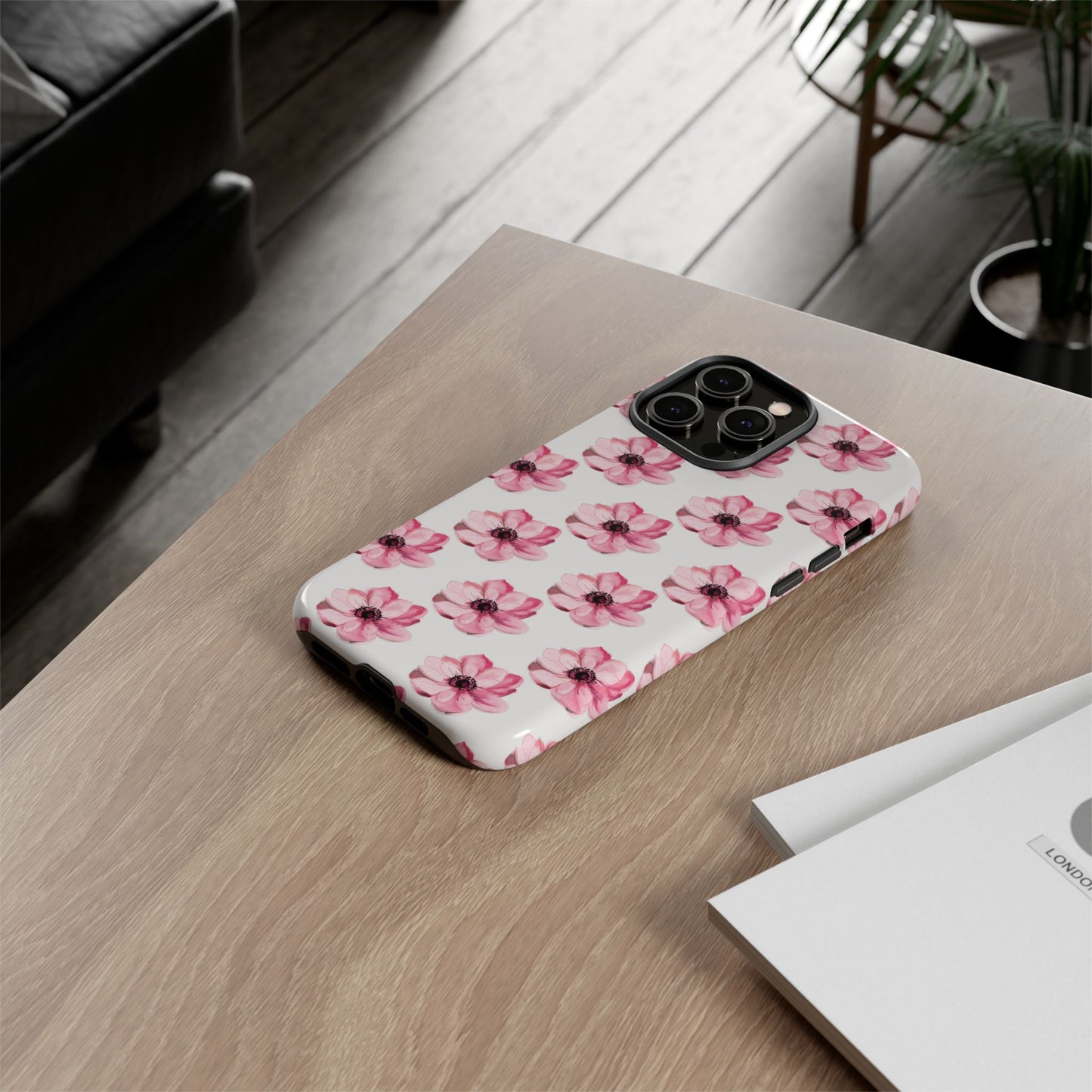 Floral Tough Phone Case - Stylish Protection with Pink Flowers - iPhone Samsung Galaxy Google Pixel - MahaCase