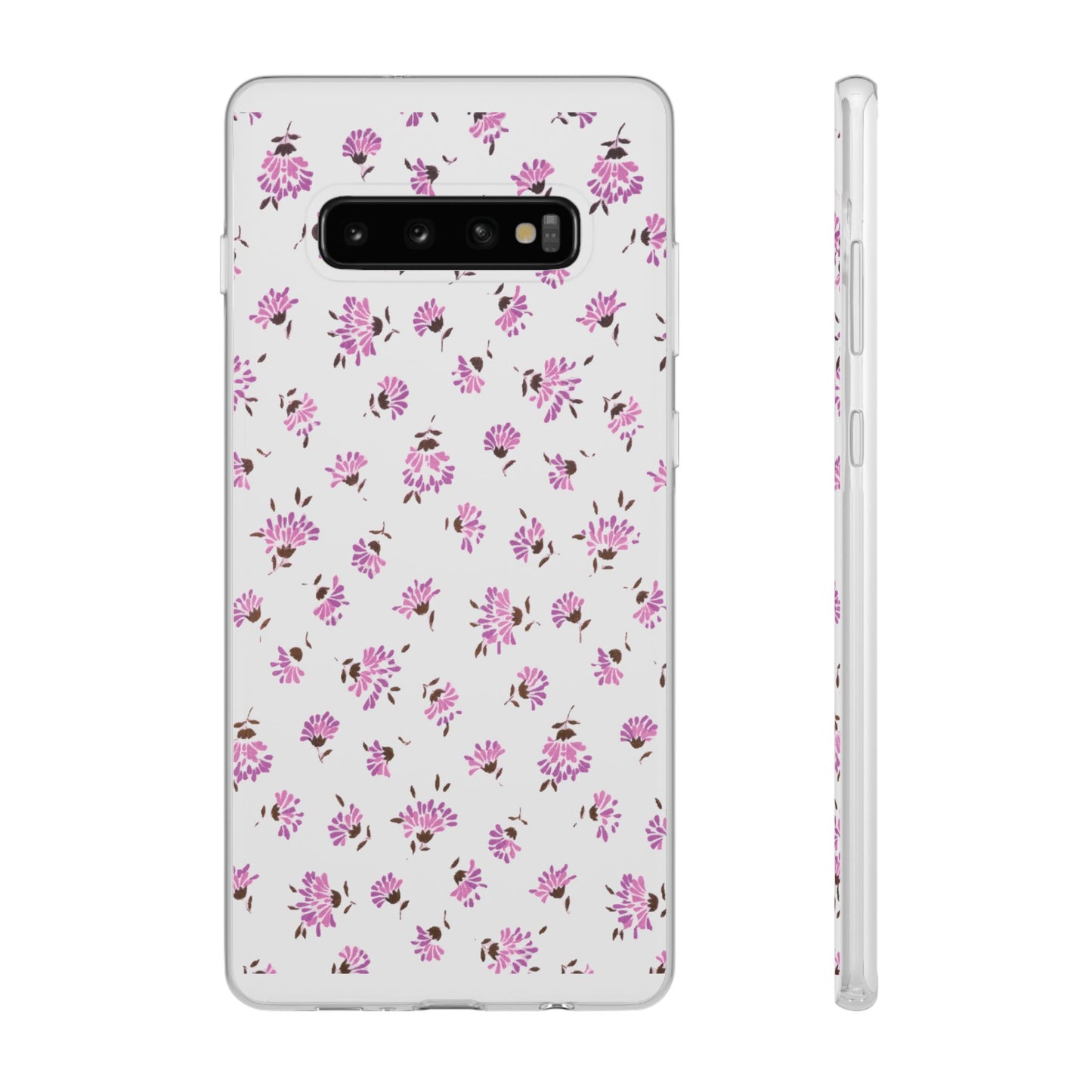 Floral Flexible Phone Case - Flower Pattern, Cute Gift for Her, Stylish Accessory, Spring Vibe, Lightweight Protective Cover- iPhone, Samsung, Gift Packaging - MahaCase