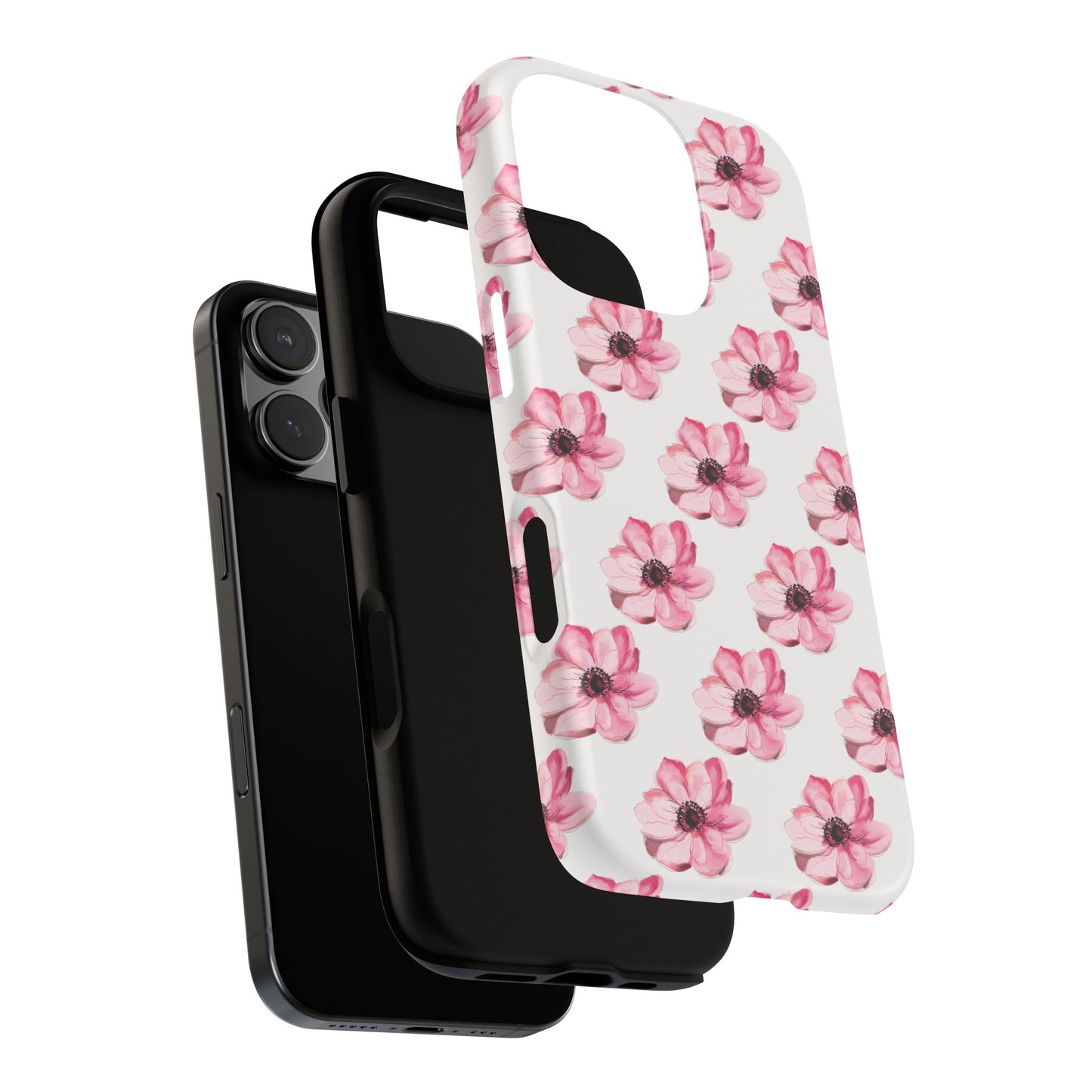 Floral Tough Phone Case - Stylish Protection with Pink Flowers - iPhone Samsung Galaxy Google Pixel - MahaCase
