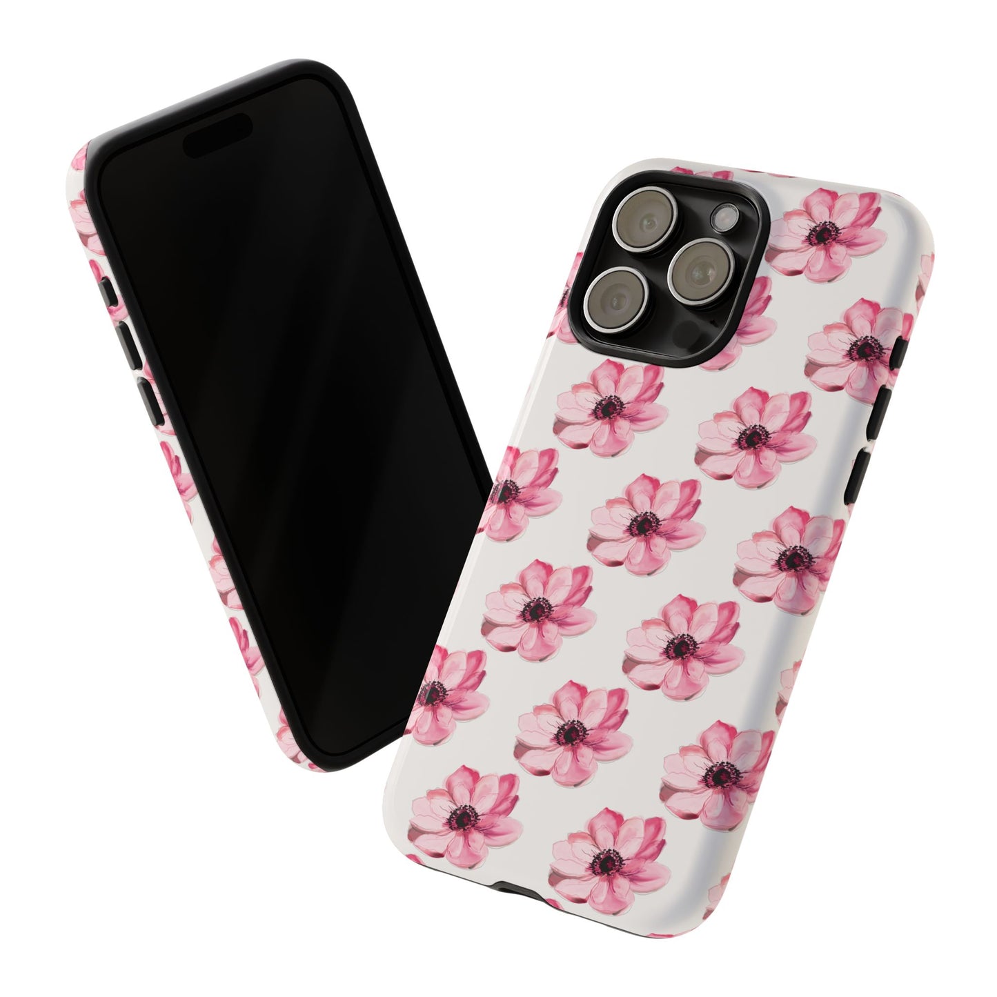 Floral Tough Phone Case - Stylish Protection with Pink Flowers - iPhone Samsung Galaxy Google Pixel - MahaCase