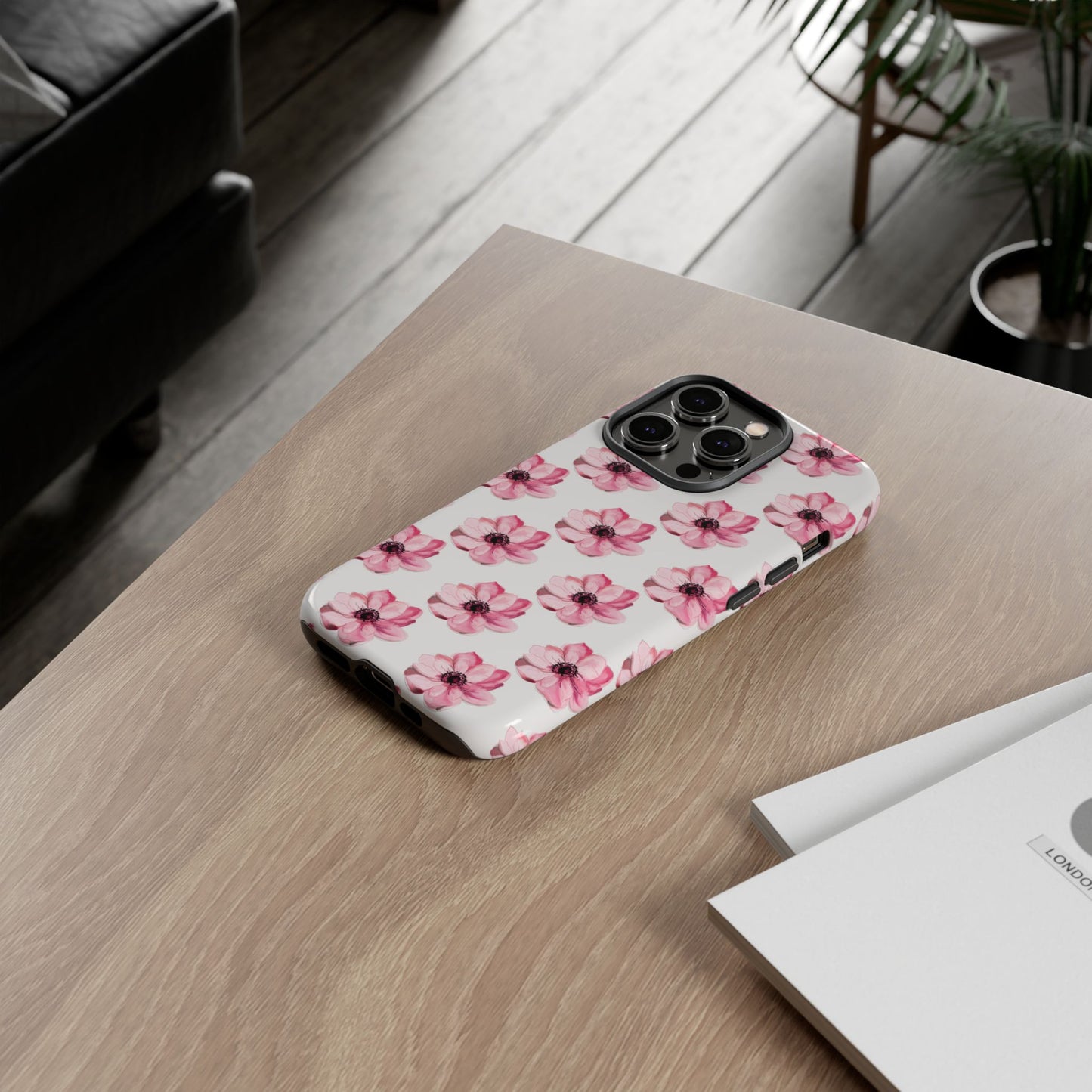 Floral Tough Phone Case - Stylish Protection with Pink Flowers - iPhone Samsung Galaxy Google Pixel - MahaCase