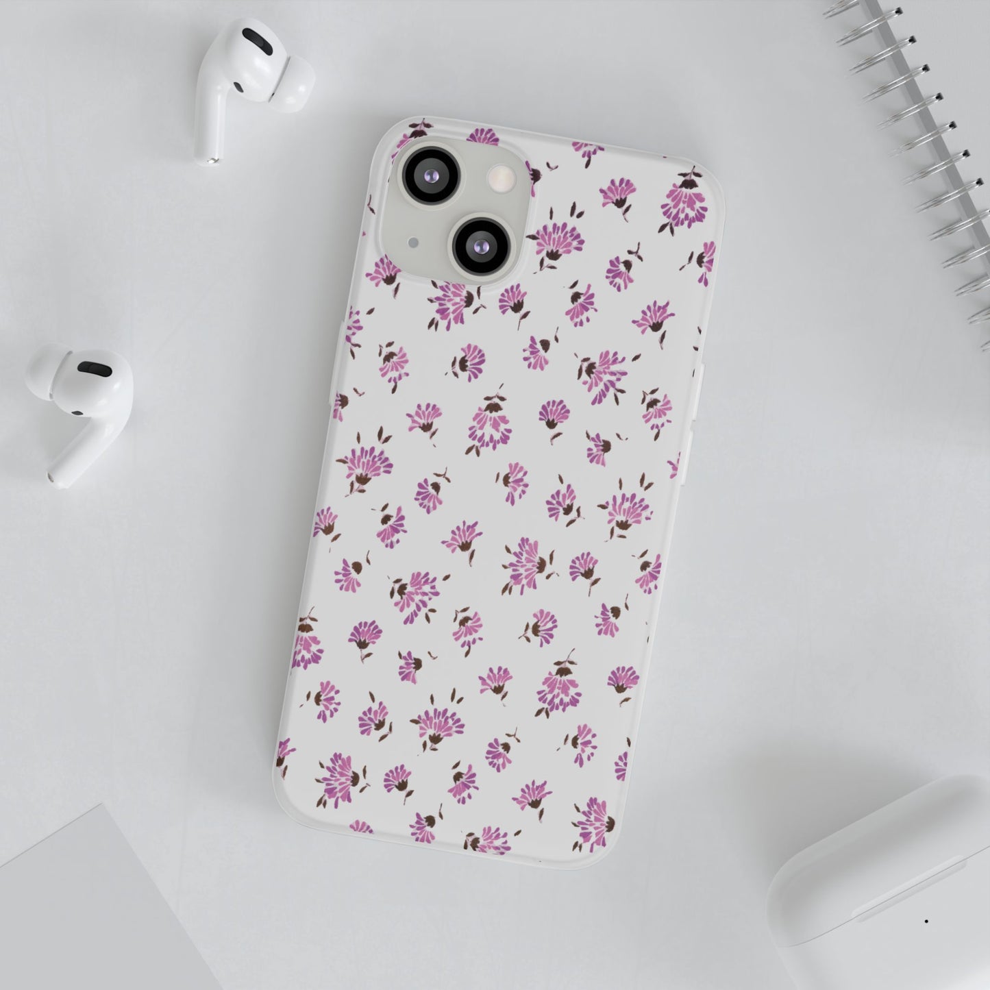 Floral Flexible Phone Case - Flower Pattern, Cute Gift for Her, Stylish Accessory, Spring Vibe, Lightweight Protective Cover- iPhone, Samsung, Gift Packaging - MahaCase