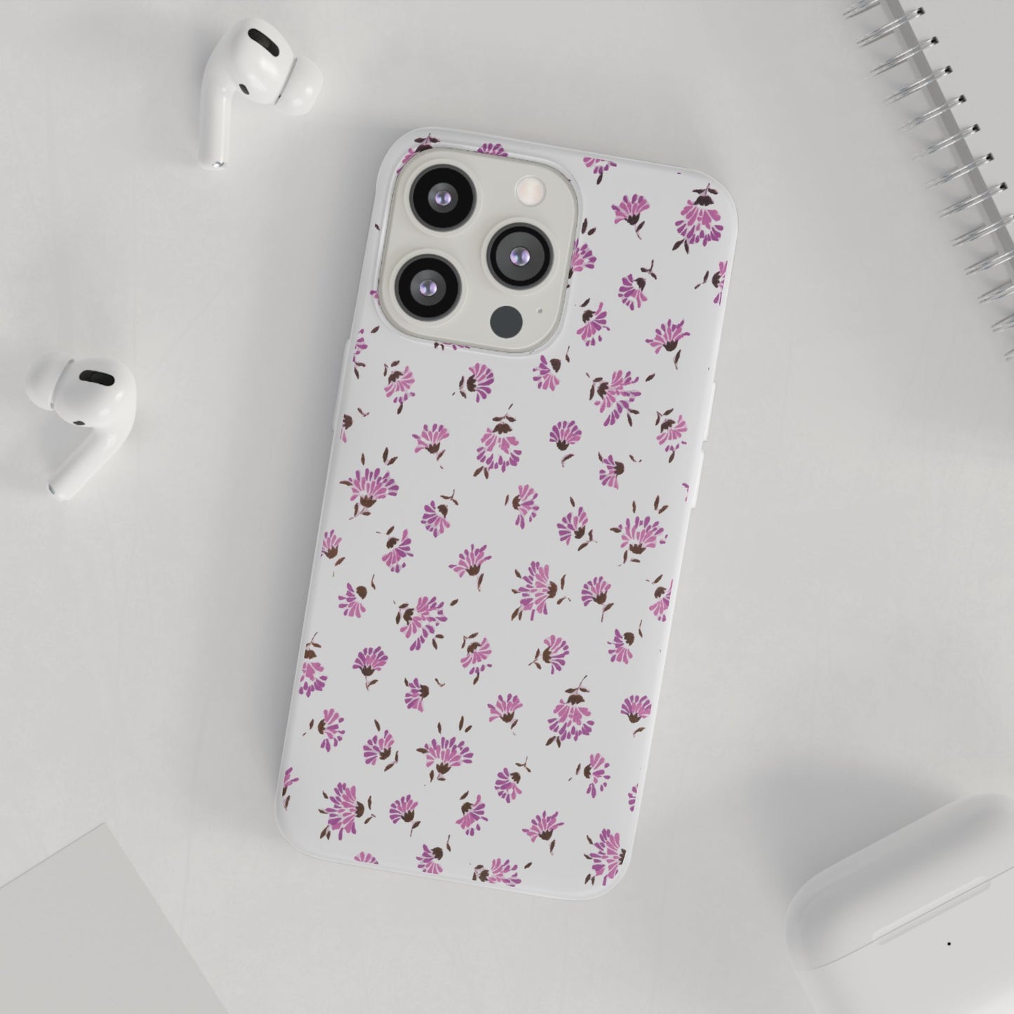 Floral Flexible Phone Case - Flower Pattern, Cute Gift for Her, Stylish Accessory, Spring Vibe, Lightweight Protective Cover- iPhone, Samsung, Gift Packaging - MahaCase