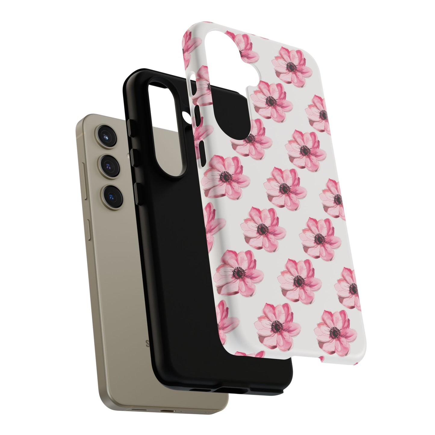 Floral Tough Phone Case - Stylish Protection with Pink Flowers - iPhone Samsung Galaxy Google Pixel - MahaCase