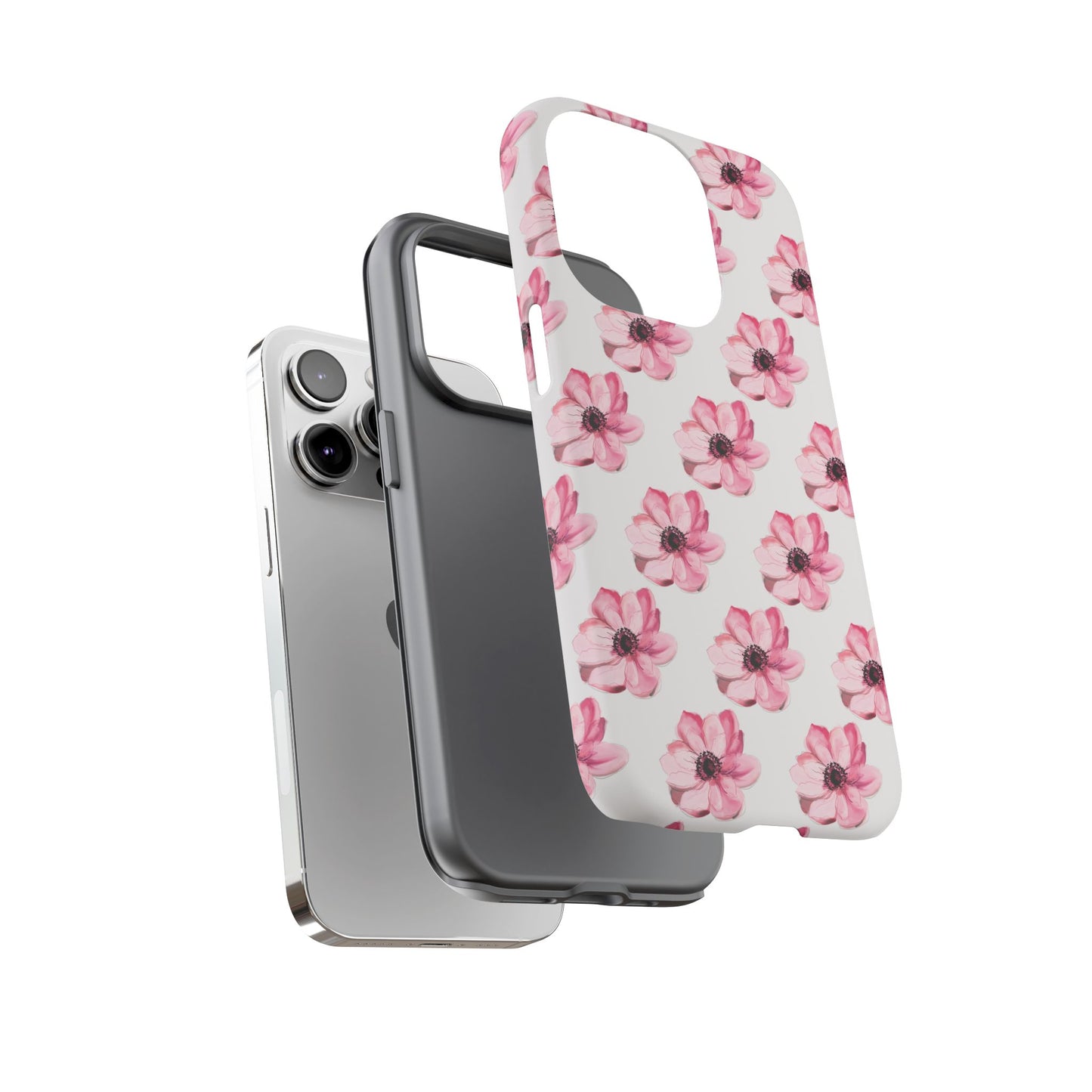 Floral Tough Phone Case - Stylish Protection with Pink Flowers - iPhone Samsung Galaxy Google Pixel - MahaCase