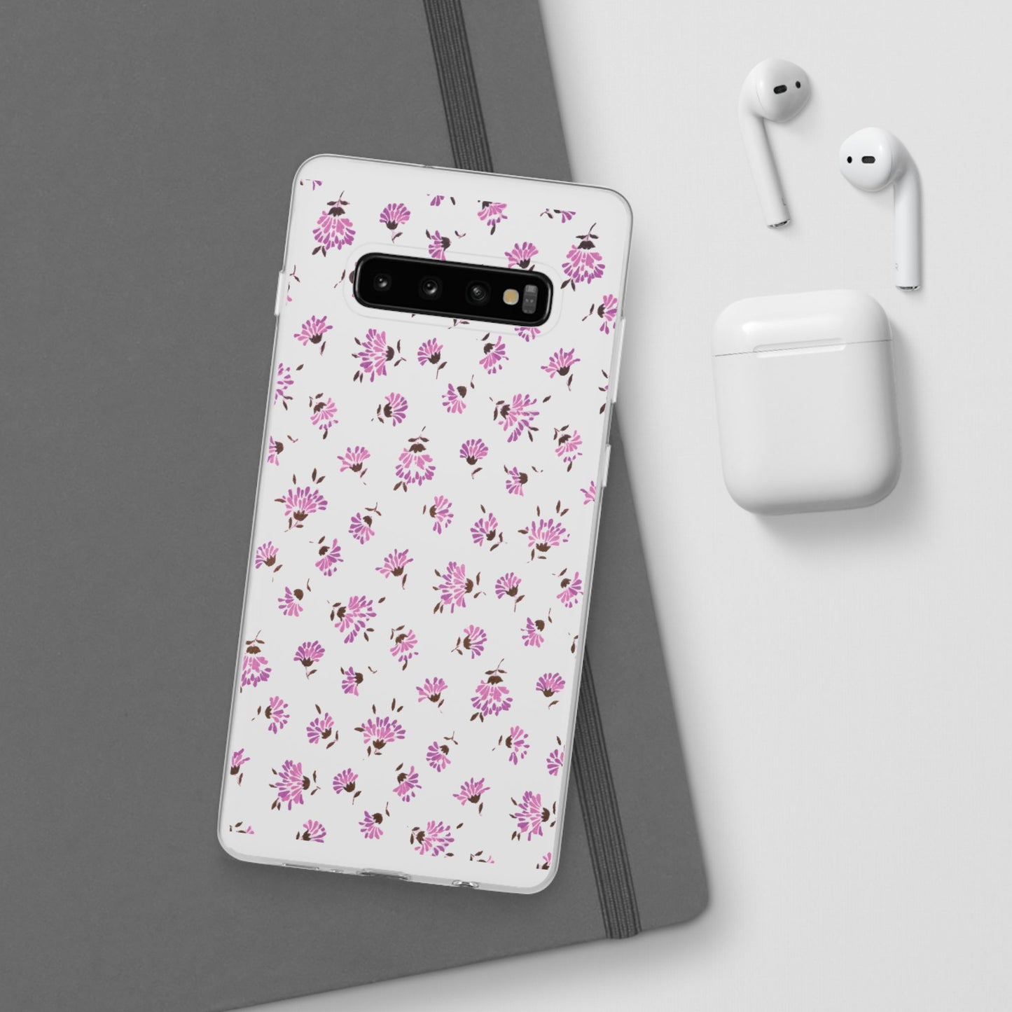 Floral Flexible Phone Case - Flower Pattern, Cute Gift for Her, Stylish Accessory, Spring Vibe, Lightweight Protective Cover- iPhone, Samsung, Gift Packaging - MahaCase