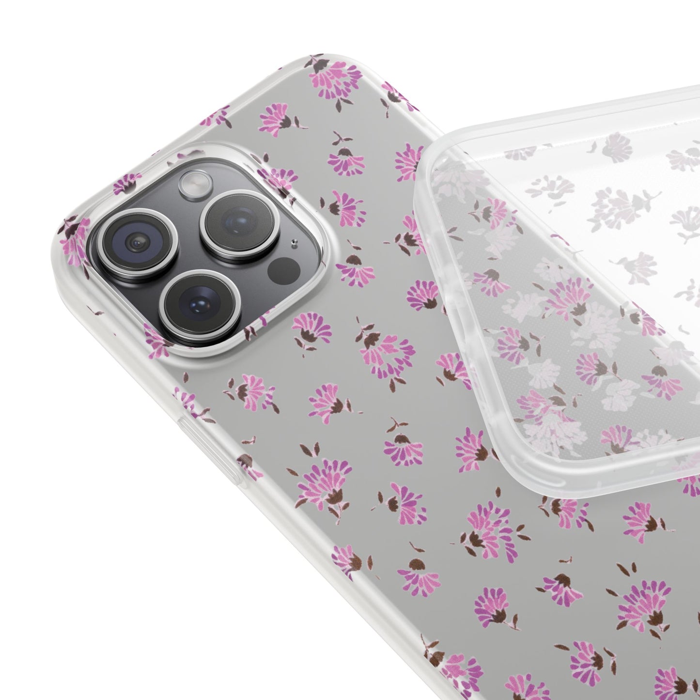 Floral Flexible Phone Case - Flower Pattern, Cute Gift for Her, Stylish Accessory, Spring Vibe, Lightweight Protective Cover- iPhone, Samsung, Gift Packaging - MahaCase