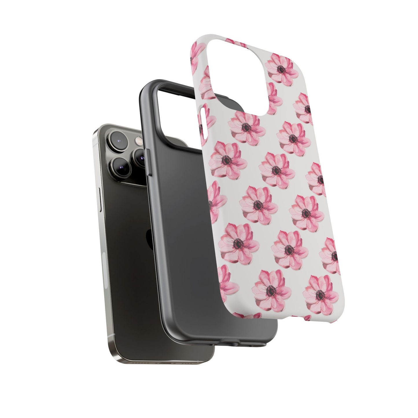 Floral Tough Phone Case - Stylish Protection with Pink Flowers - iPhone Samsung Galaxy Google Pixel - MahaCase
