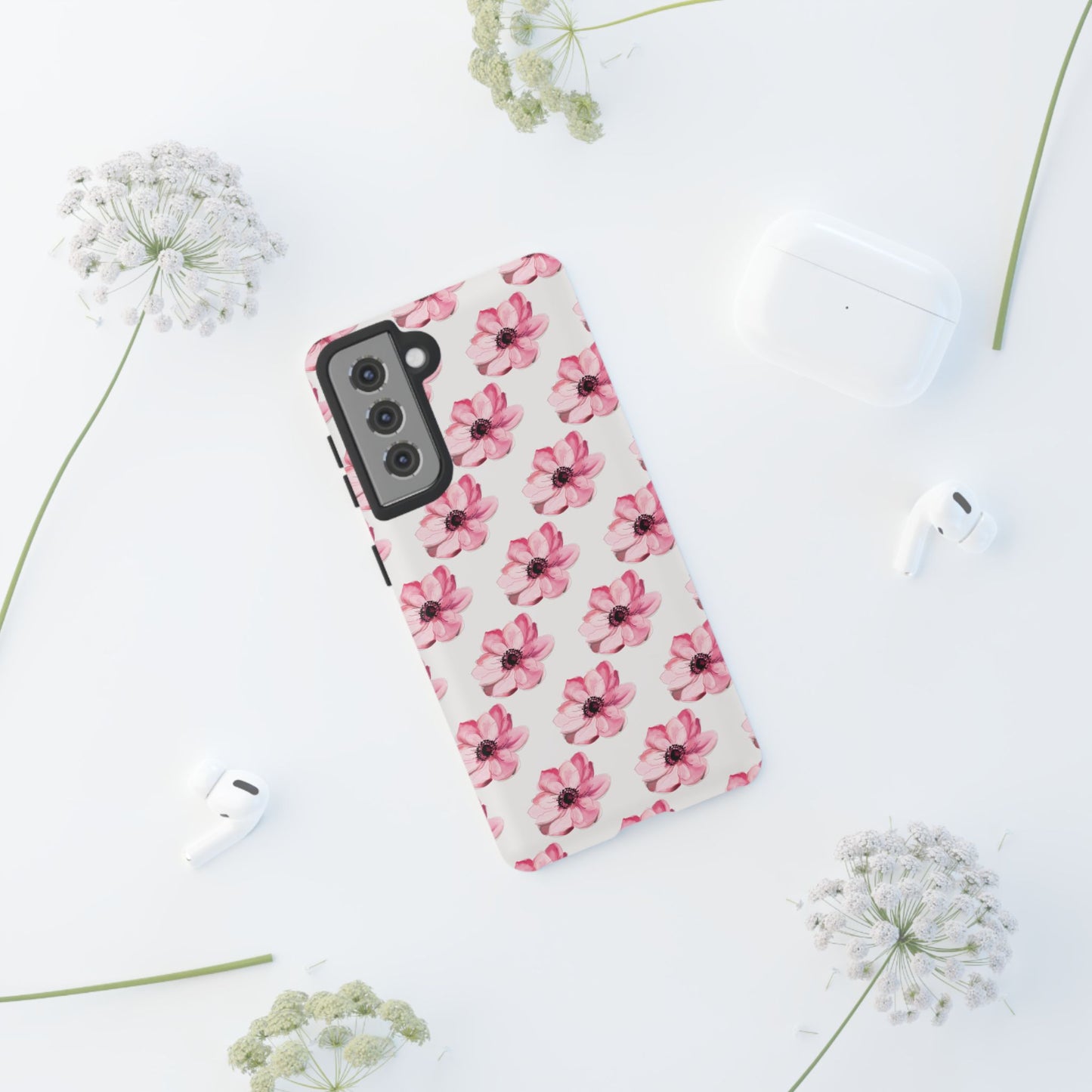 Floral Tough Phone Case - Stylish Protection with Pink Flowers - iPhone Samsung Galaxy Google Pixel - MahaCase