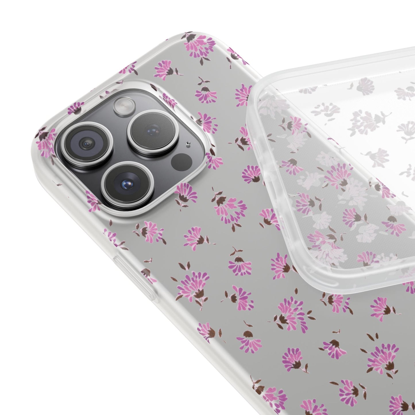 Floral Flexible Phone Case - Flower Pattern, Cute Gift for Her, Stylish Accessory, Spring Vibe, Lightweight Protective Cover- iPhone, Samsung, Gift Packaging - MahaCase