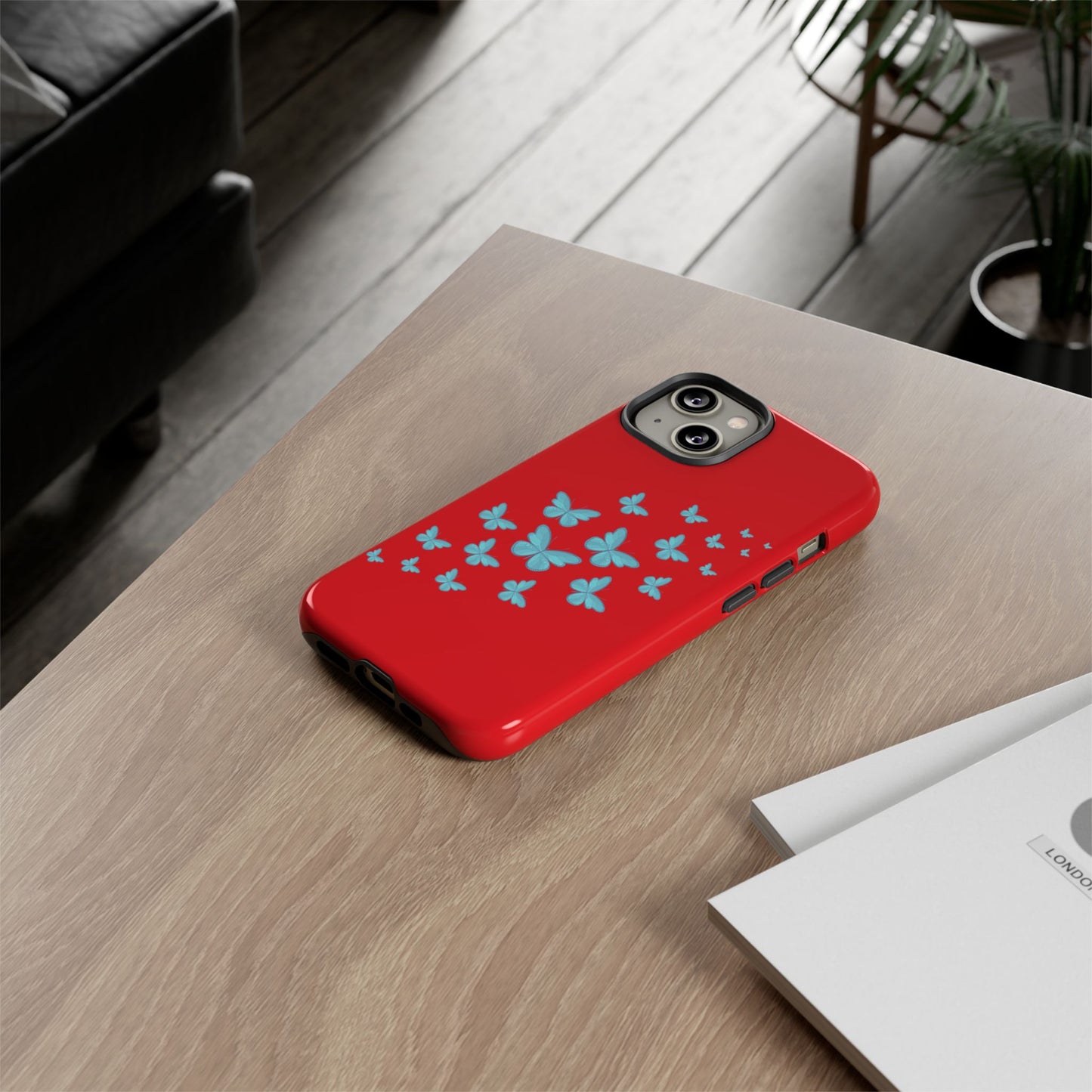 Butterflies in Red - Tough Cases iPhone Samsung Google Pixel - MahaCase
