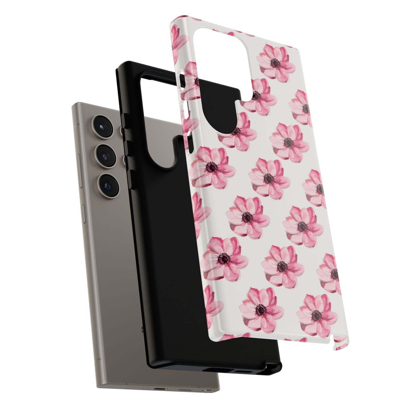 Floral Tough Phone Case - Stylish Protection with Pink Flowers - iPhone Samsung Galaxy Google Pixel - MahaCase