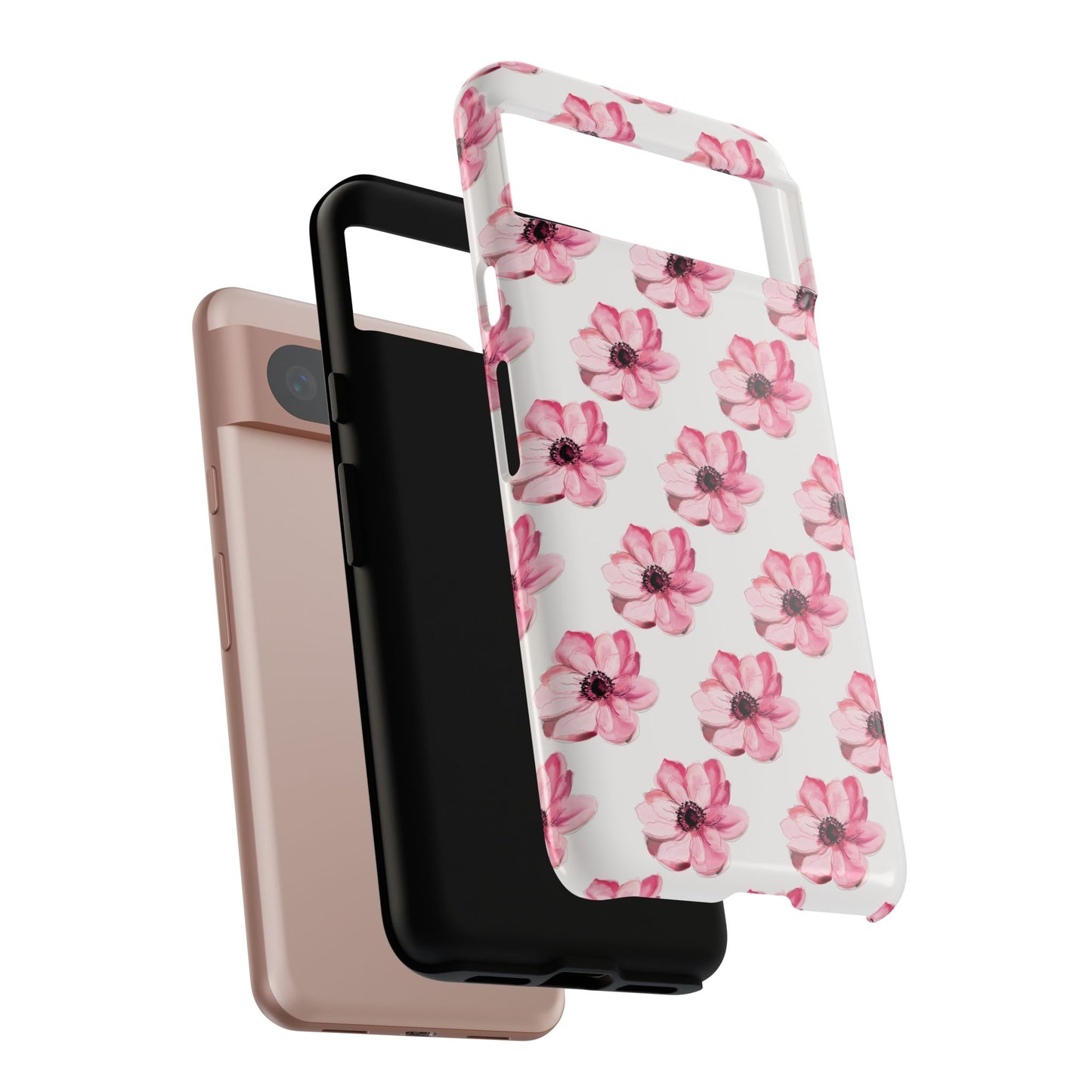 Floral Tough Phone Case - Stylish Protection with Pink Flowers - iPhone Samsung Galaxy Google Pixel - MahaCase