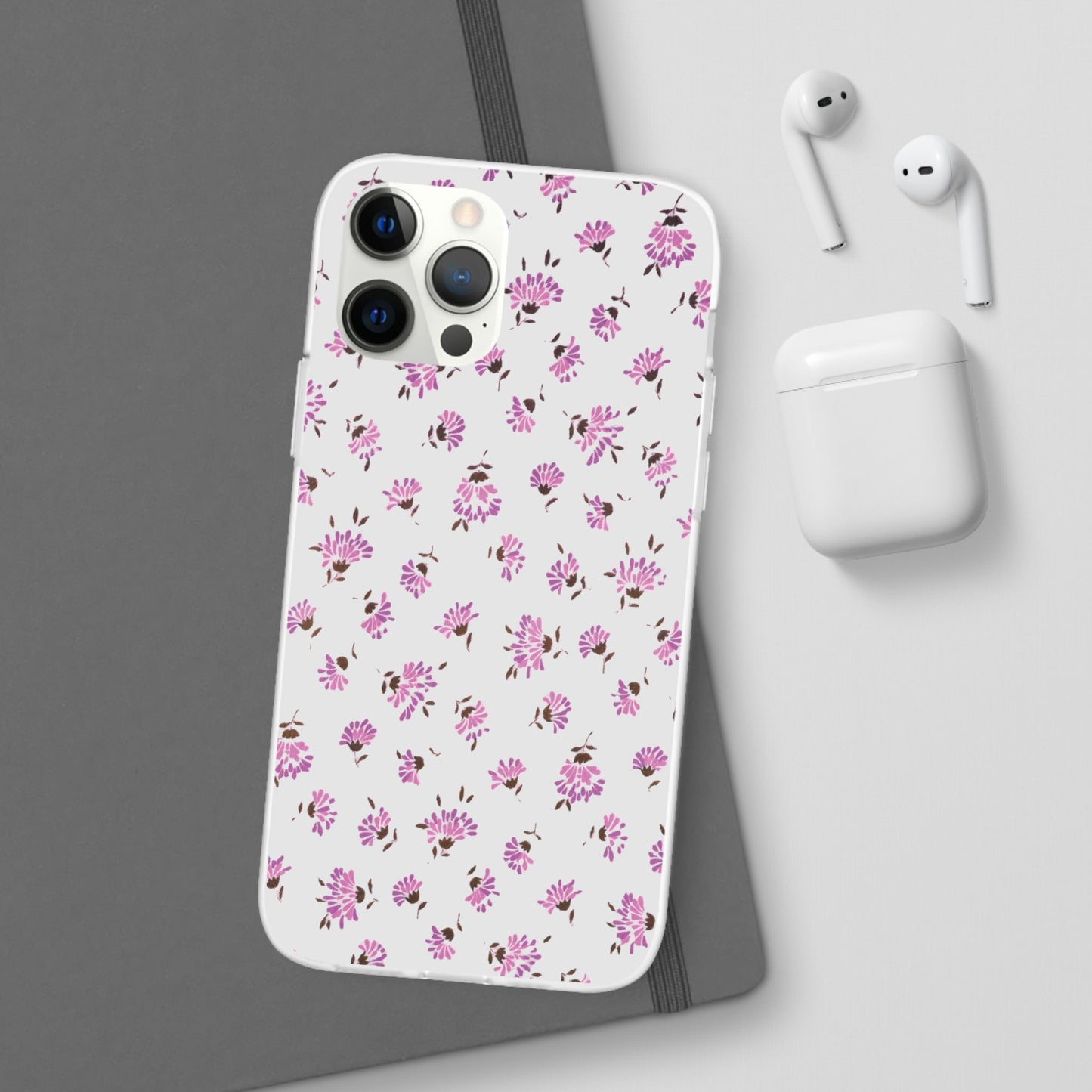 Floral Flexible Phone Case - Flower Pattern, Cute Gift for Her, Stylish Accessory, Spring Vibe, Lightweight Protective Cover- iPhone, Samsung, Gift Packaging - MahaCase