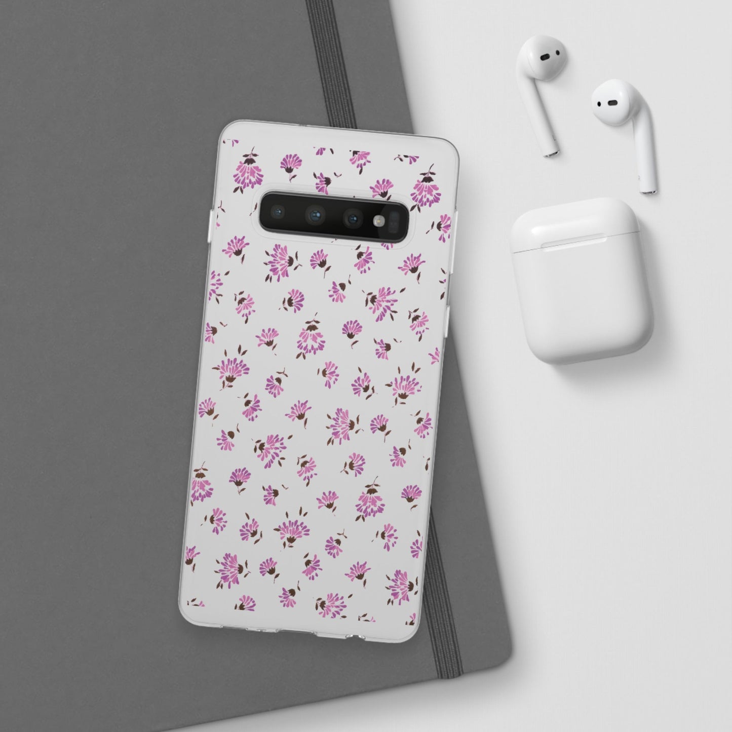 Floral Flexible Phone Case - Flower Pattern, Cute Gift for Her, Stylish Accessory, Spring Vibe, Lightweight Protective Cover- iPhone, Samsung, Gift Packaging - MahaCase