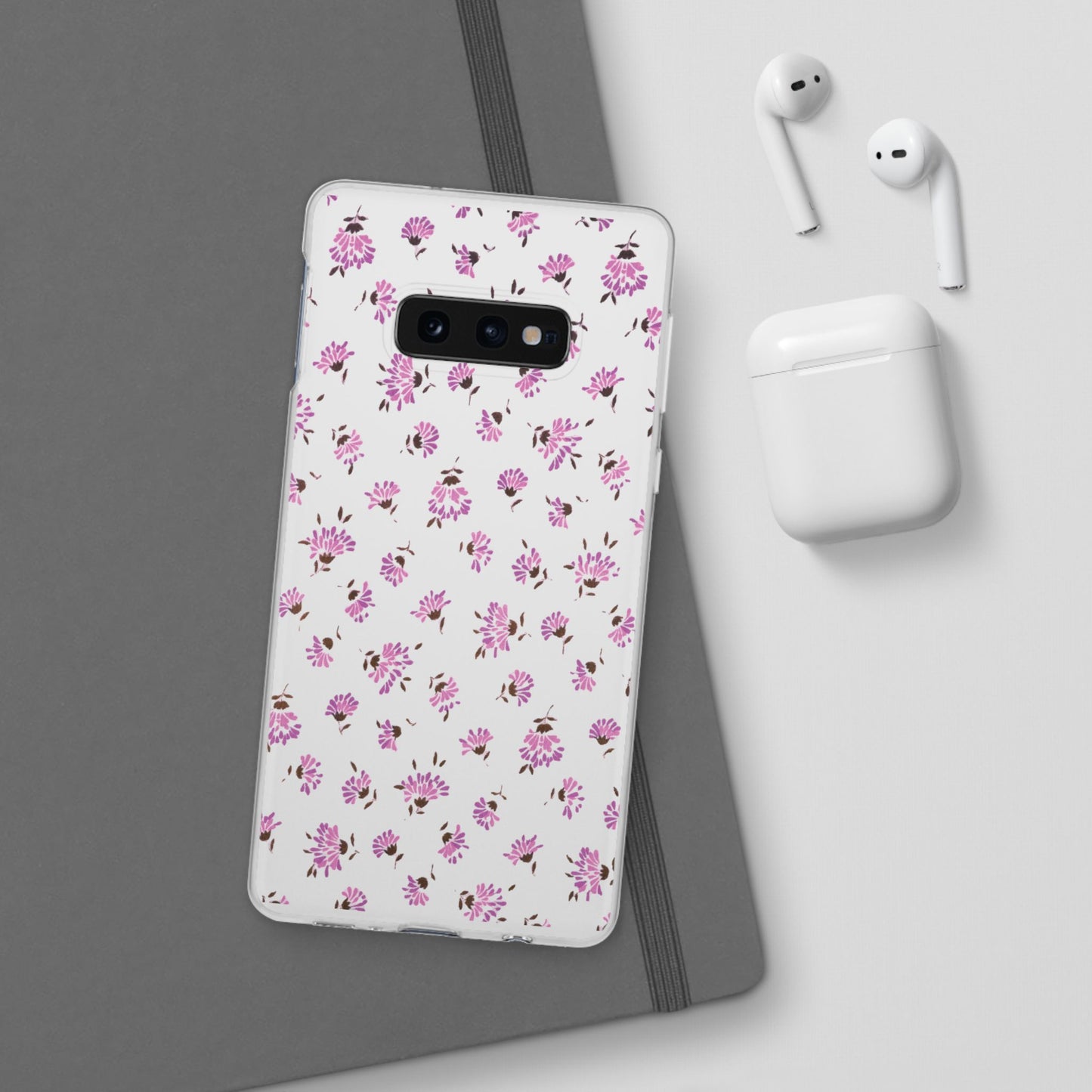 Floral Flexible Phone Case - Flower Pattern, Cute Gift for Her, Stylish Accessory, Spring Vibe, Lightweight Protective Cover- iPhone, Samsung, Gift Packaging - MahaCase