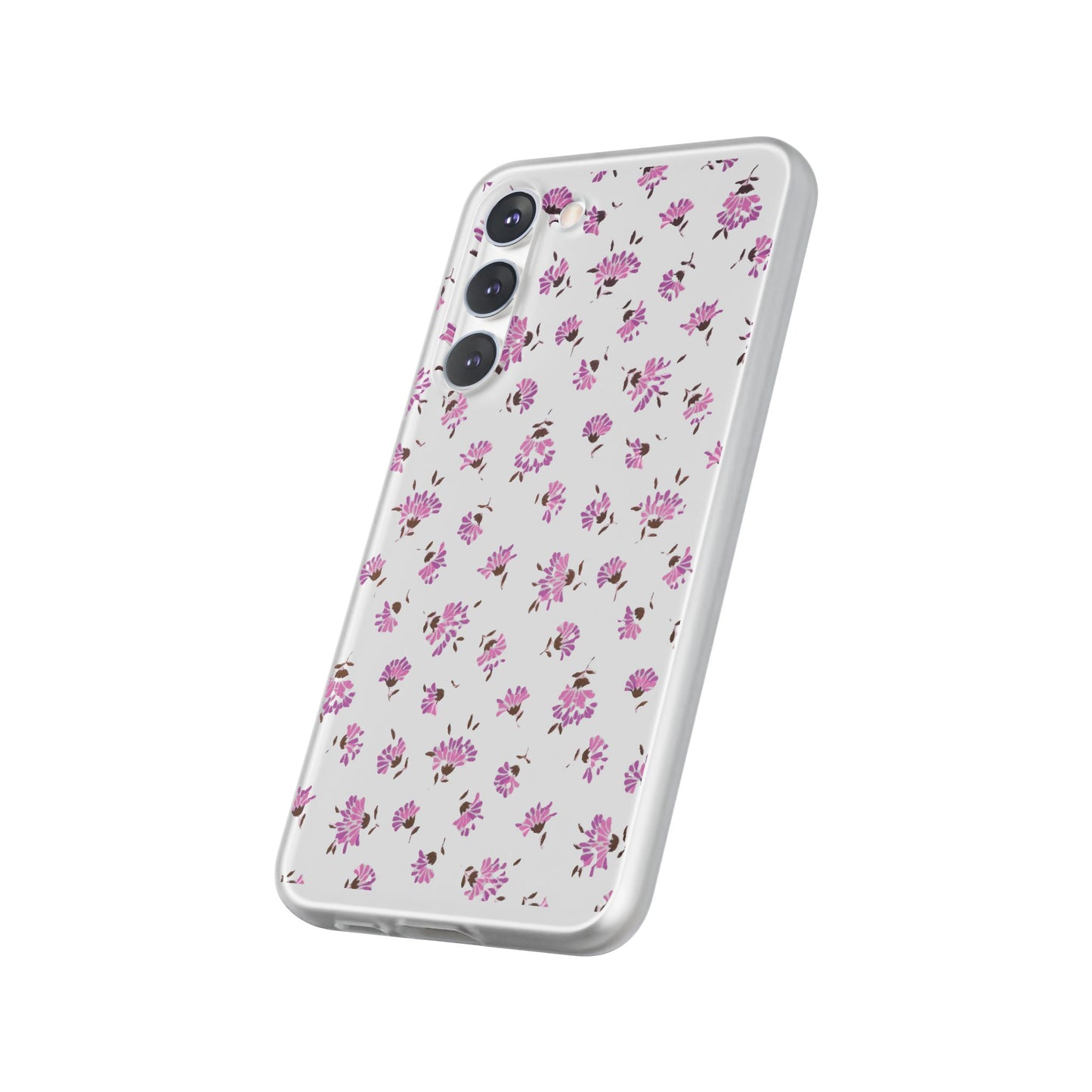 Floral Flexible Phone Case - Flower Pattern, Cute Gift for Her, Stylish Accessory, Spring Vibe, Lightweight Protective Cover- iPhone, Samsung, Gift Packaging - MahaCase