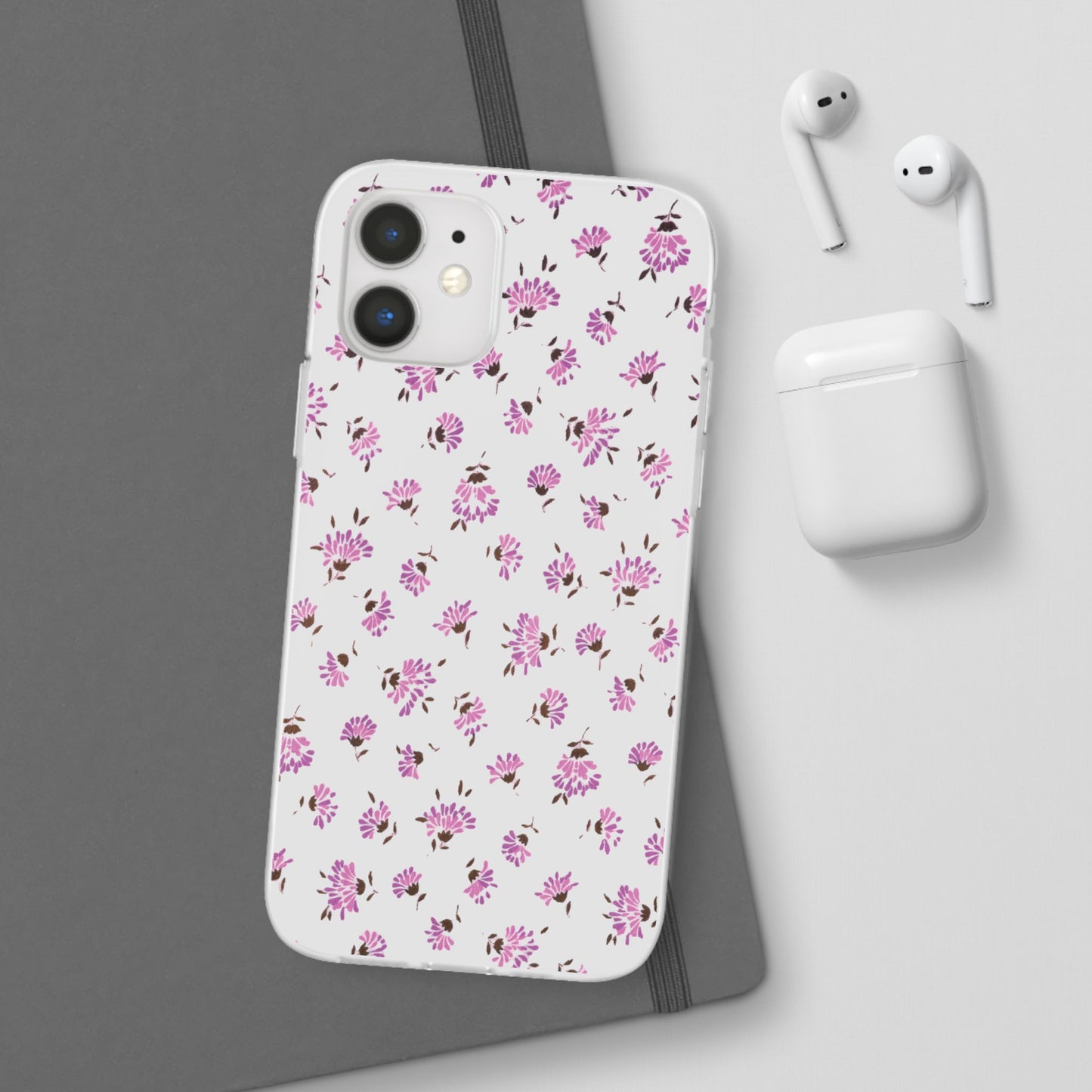 Floral Flexible Phone Case - Flower Pattern, Cute Gift for Her, Stylish Accessory, Spring Vibe, Lightweight Protective Cover- iPhone, Samsung, Gift Packaging - MahaCase