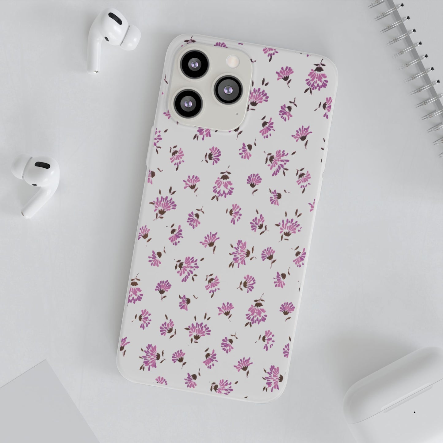 Floral Flexible Phone Case - Flower Pattern, Cute Gift for Her, Stylish Accessory, Spring Vibe, Lightweight Protective Cover- iPhone, Samsung, Gift Packaging - MahaCase