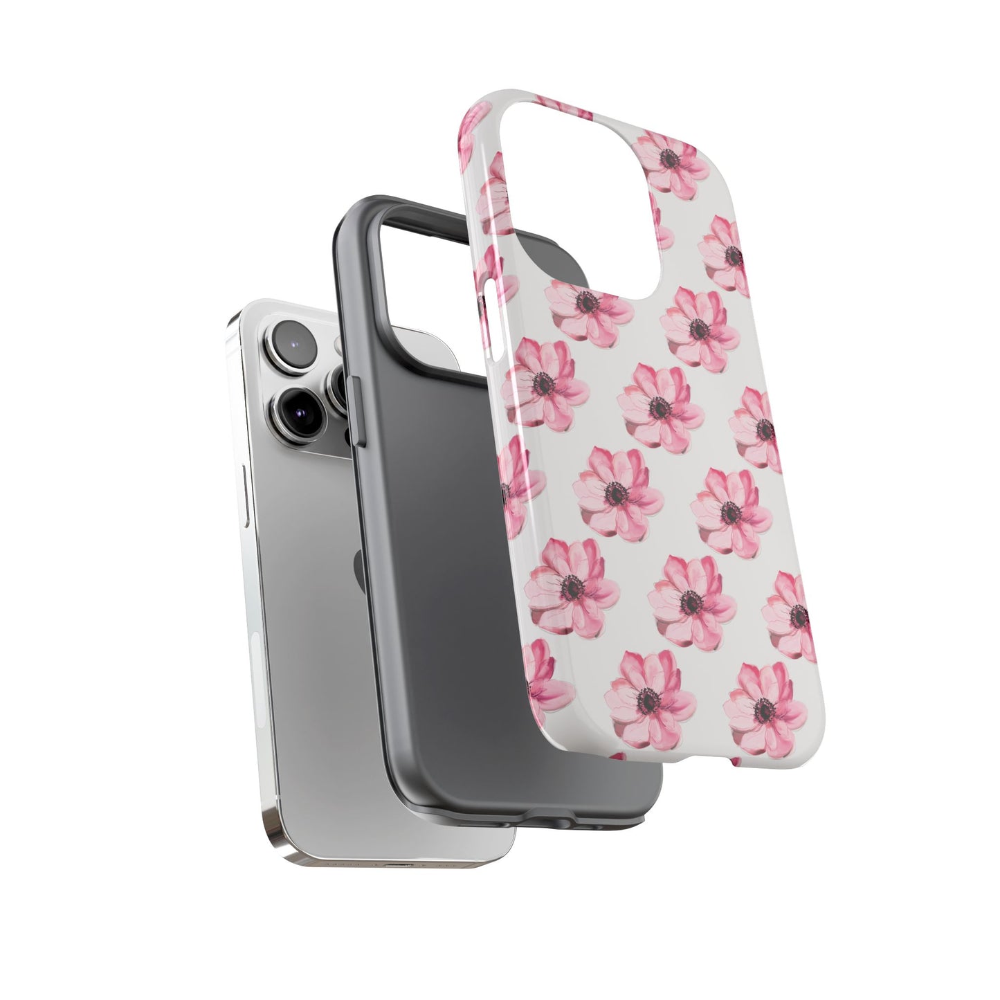 Floral Tough Phone Case - Stylish Protection with Pink Flowers - iPhone Samsung Galaxy Google Pixel - MahaCase