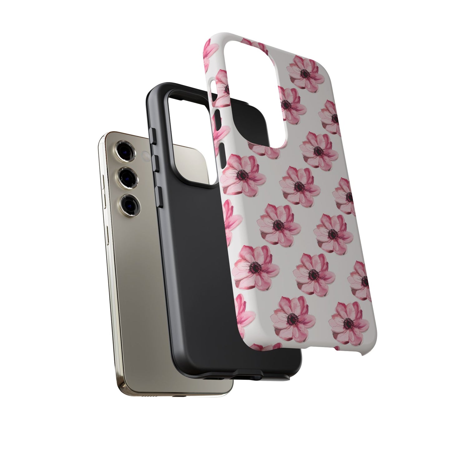Floral Tough Phone Case - Stylish Protection with Pink Flowers - iPhone Samsung Galaxy Google Pixel - MahaCase