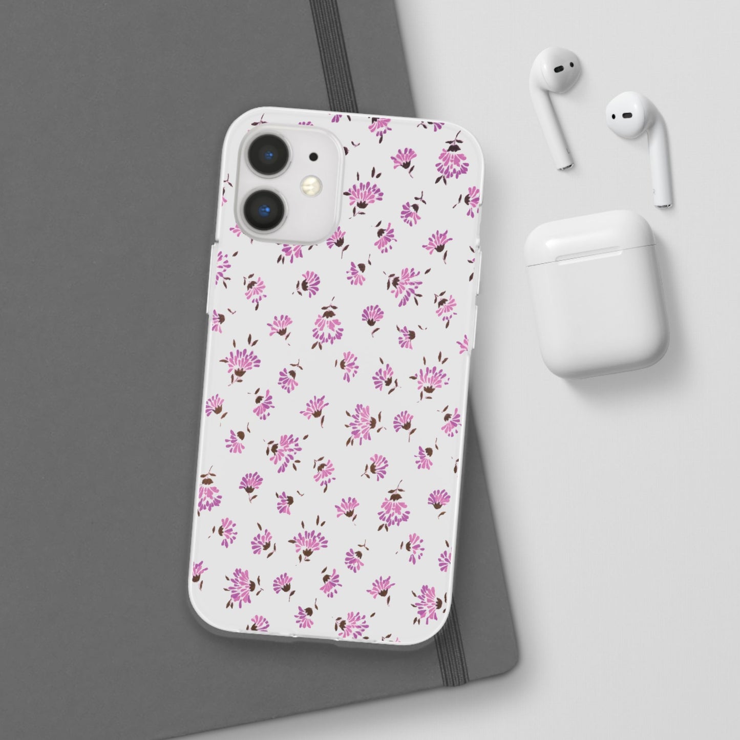 Floral Flexible Phone Case - Flower Pattern, Cute Gift for Her, Stylish Accessory, Spring Vibe, Lightweight Protective Cover- iPhone, Samsung, Gift Packaging - MahaCase