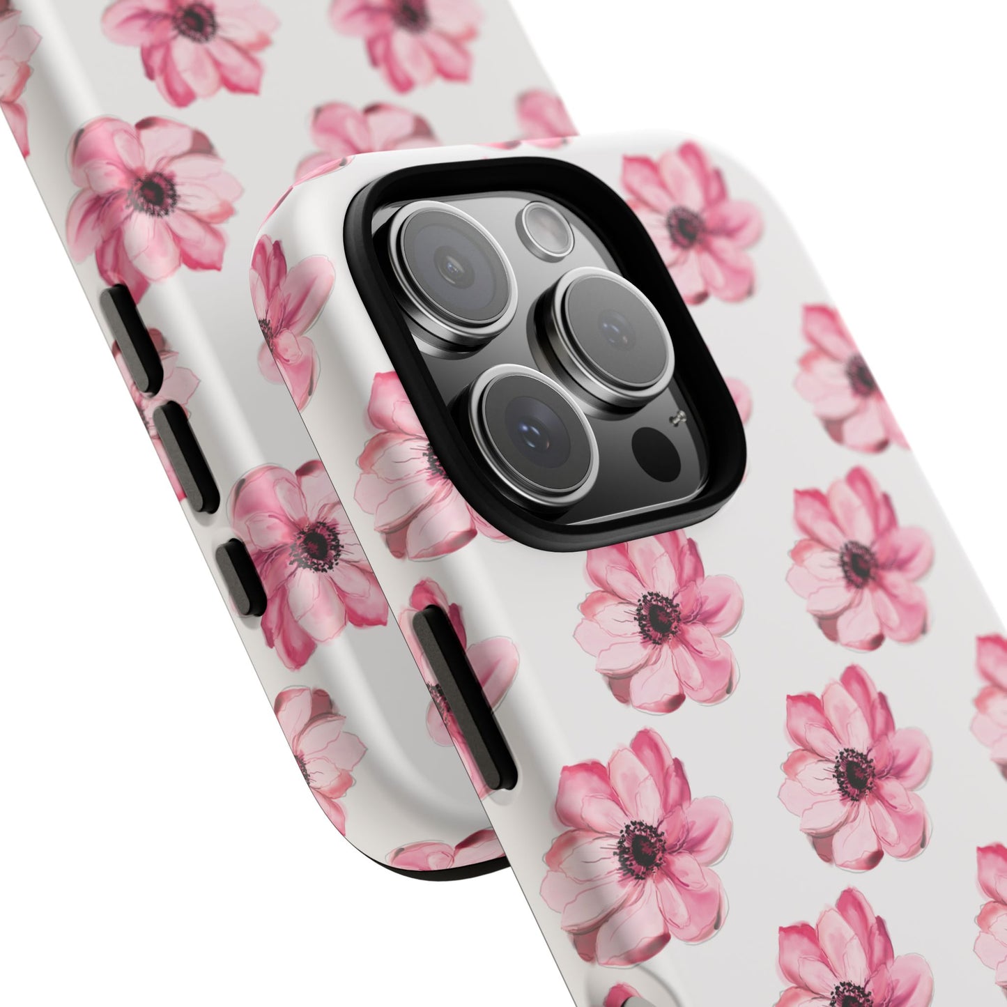 Floral Tough Phone Case - Stylish Protection with Pink Flowers - iPhone Samsung Galaxy Google Pixel - MahaCase