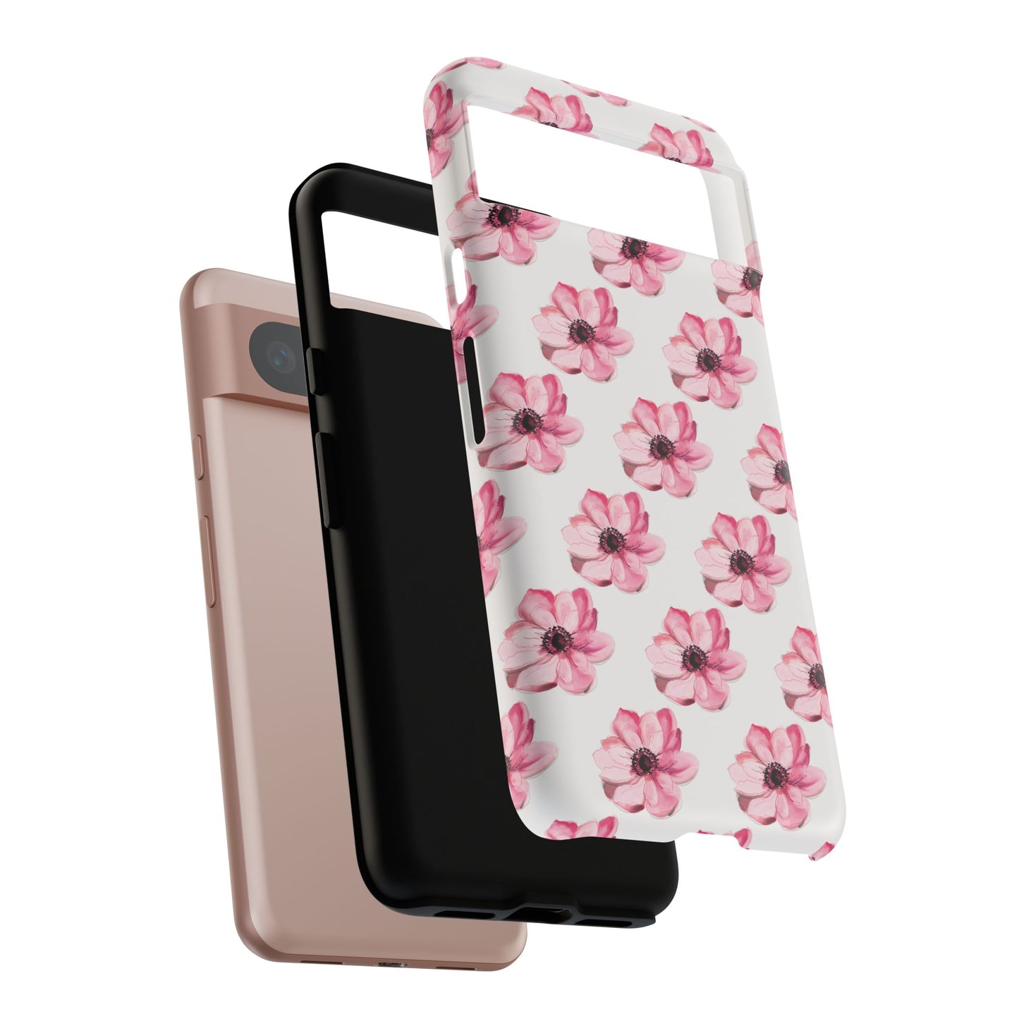 Floral Tough Phone Case - Stylish Protection with Pink Flowers - iPhone Samsung Galaxy Google Pixel - MahaCase
