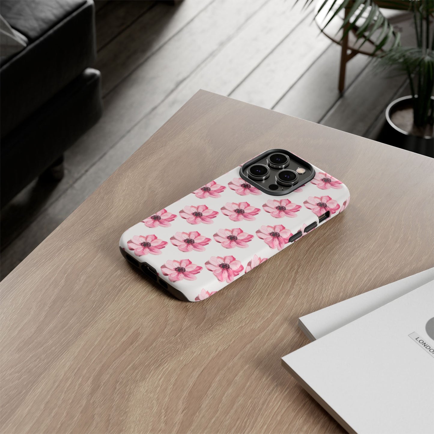 Floral Tough Phone Case - Stylish Protection with Pink Flowers - iPhone Samsung Galaxy Google Pixel - MahaCase