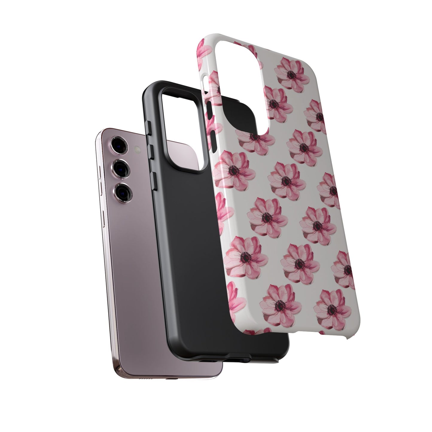 Floral Tough Phone Case - Stylish Protection with Pink Flowers - iPhone Samsung Galaxy Google Pixel - MahaCase