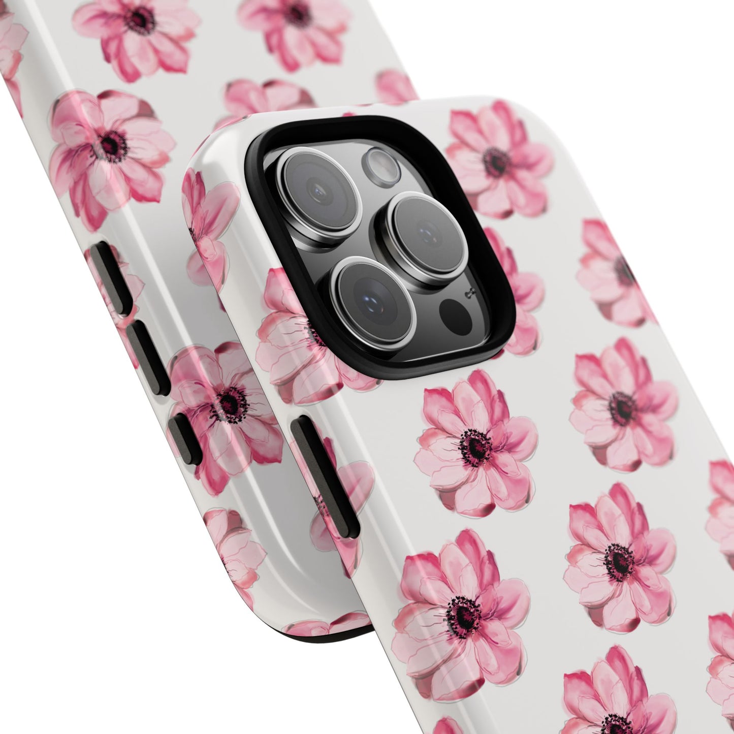 Floral Tough Phone Case - Stylish Protection with Pink Flowers - iPhone Samsung Galaxy Google Pixel - MahaCase