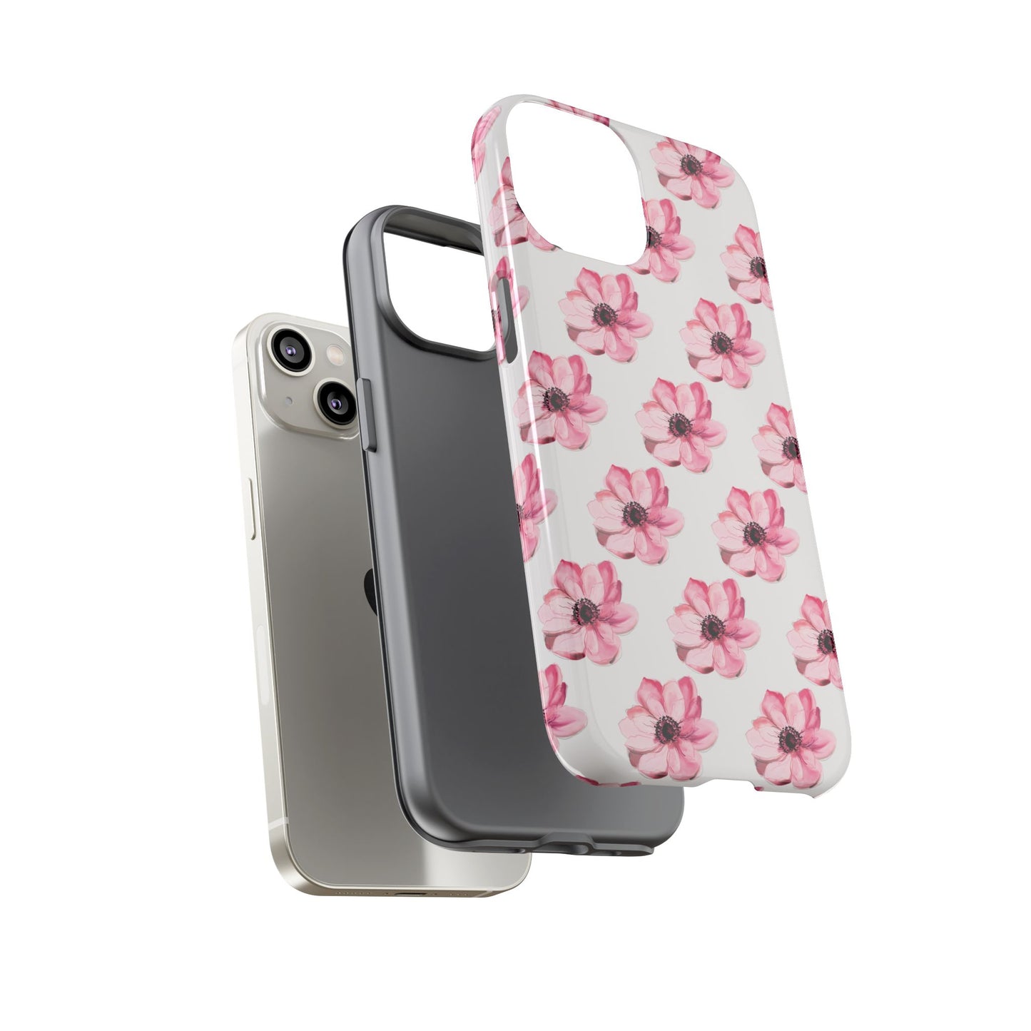Floral Tough Phone Case - Stylish Protection with Pink Flowers - iPhone Samsung Galaxy Google Pixel - MahaCase