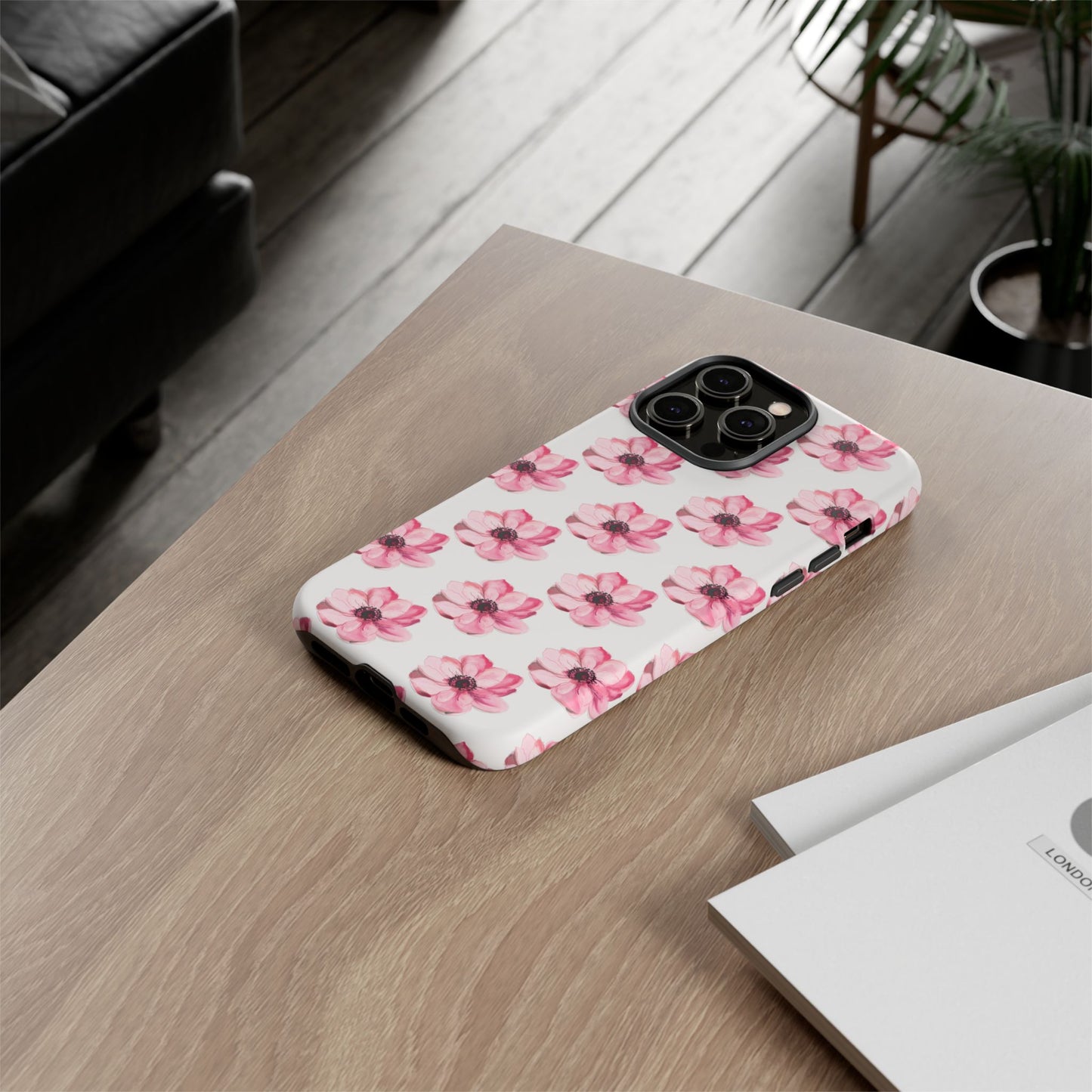 Floral Tough Phone Case - Stylish Protection with Pink Flowers - iPhone Samsung Galaxy Google Pixel - MahaCase