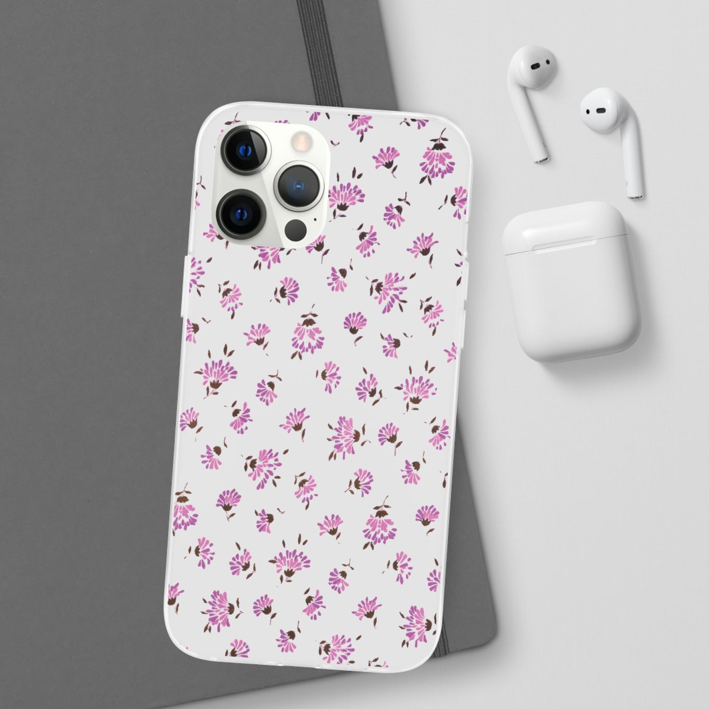 Floral Flexible Phone Case - Flower Pattern, Cute Gift for Her, Stylish Accessory, Spring Vibe, Lightweight Protective Cover- iPhone, Samsung, Gift Packaging - MahaCase