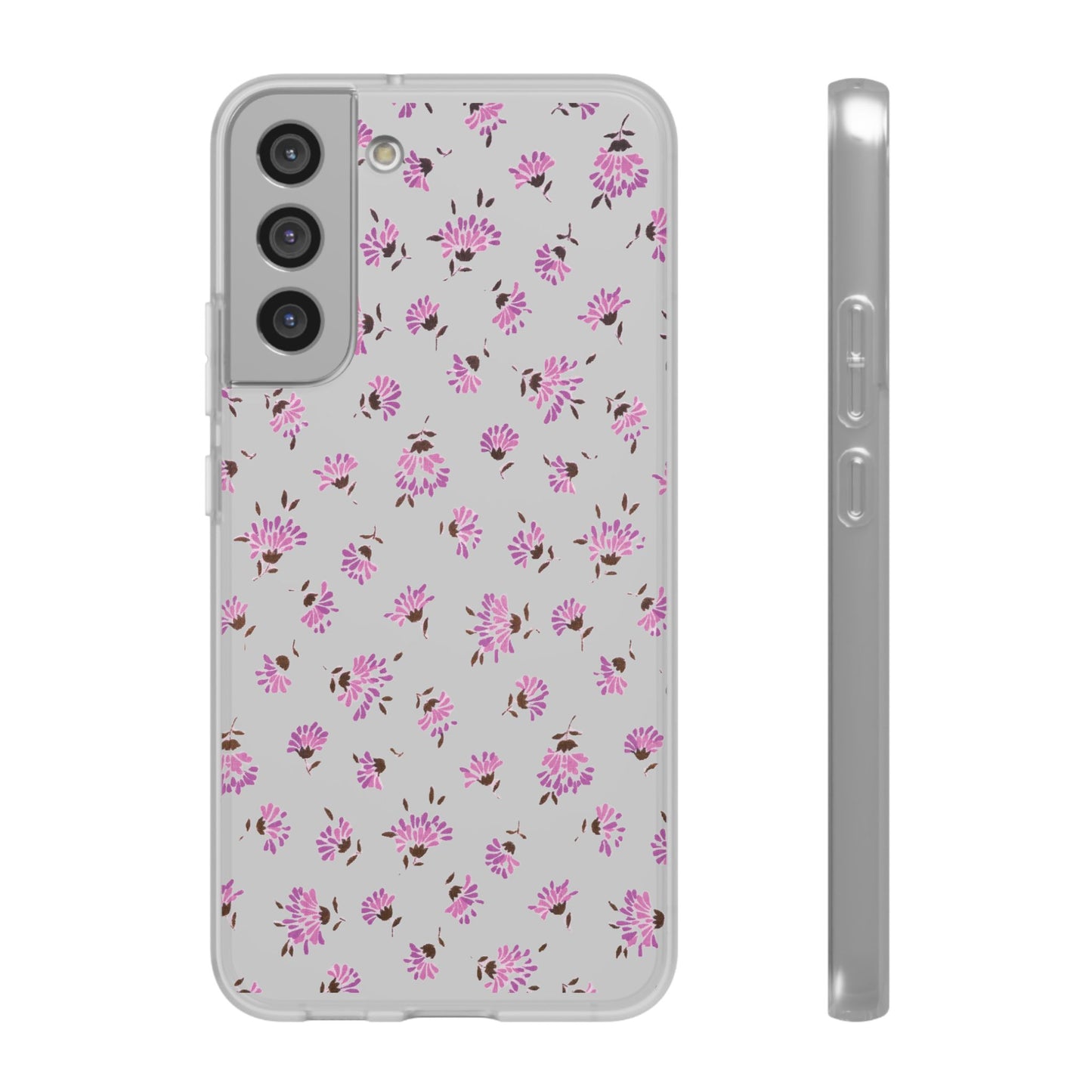Floral Flexible Phone Case - Flower Pattern, Cute Gift for Her, Stylish Accessory, Spring Vibe, Lightweight Protective Cover- iPhone, Samsung, Gift Packaging - MahaCase