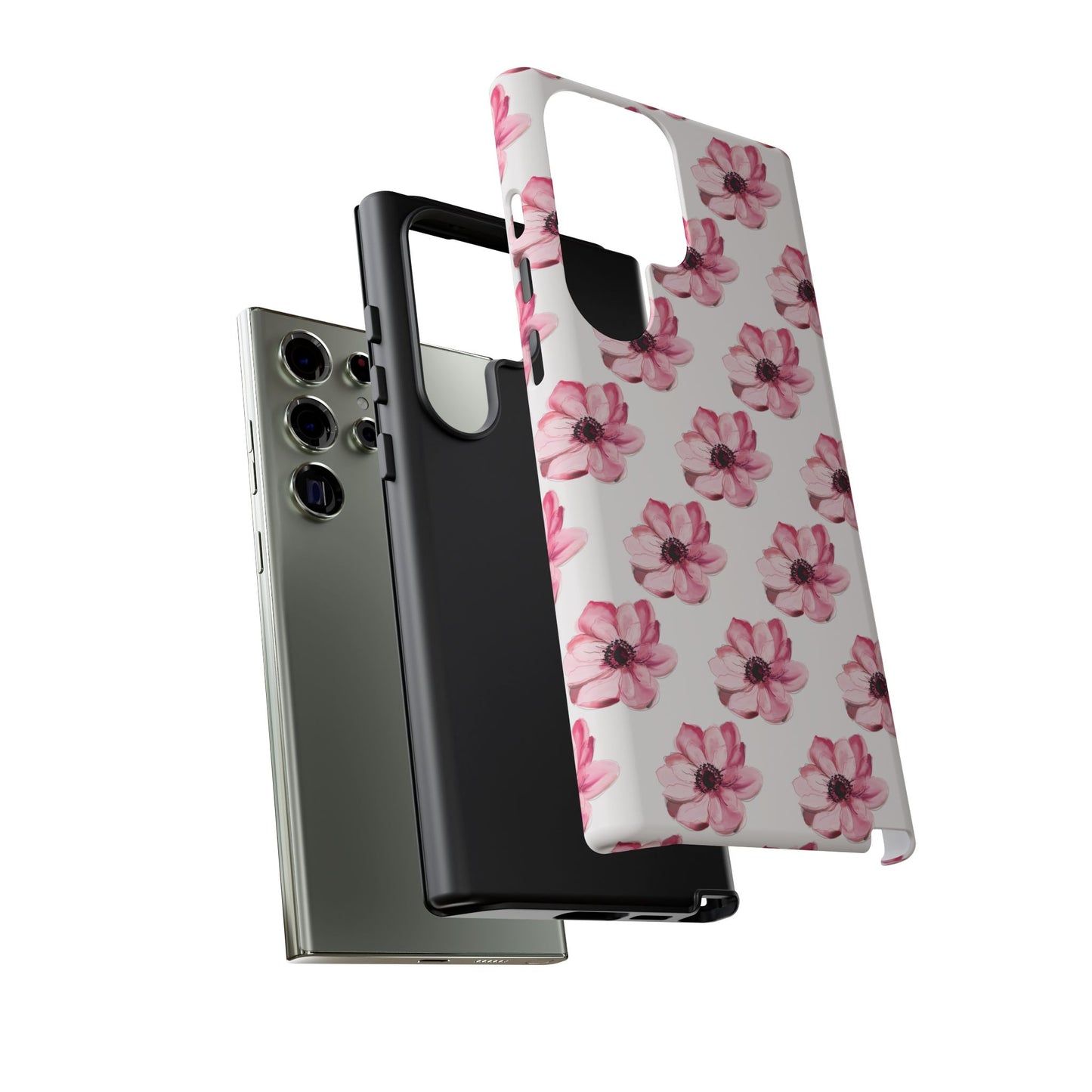 Floral Tough Phone Case - Stylish Protection with Pink Flowers - iPhone Samsung Galaxy Google Pixel - MahaCase