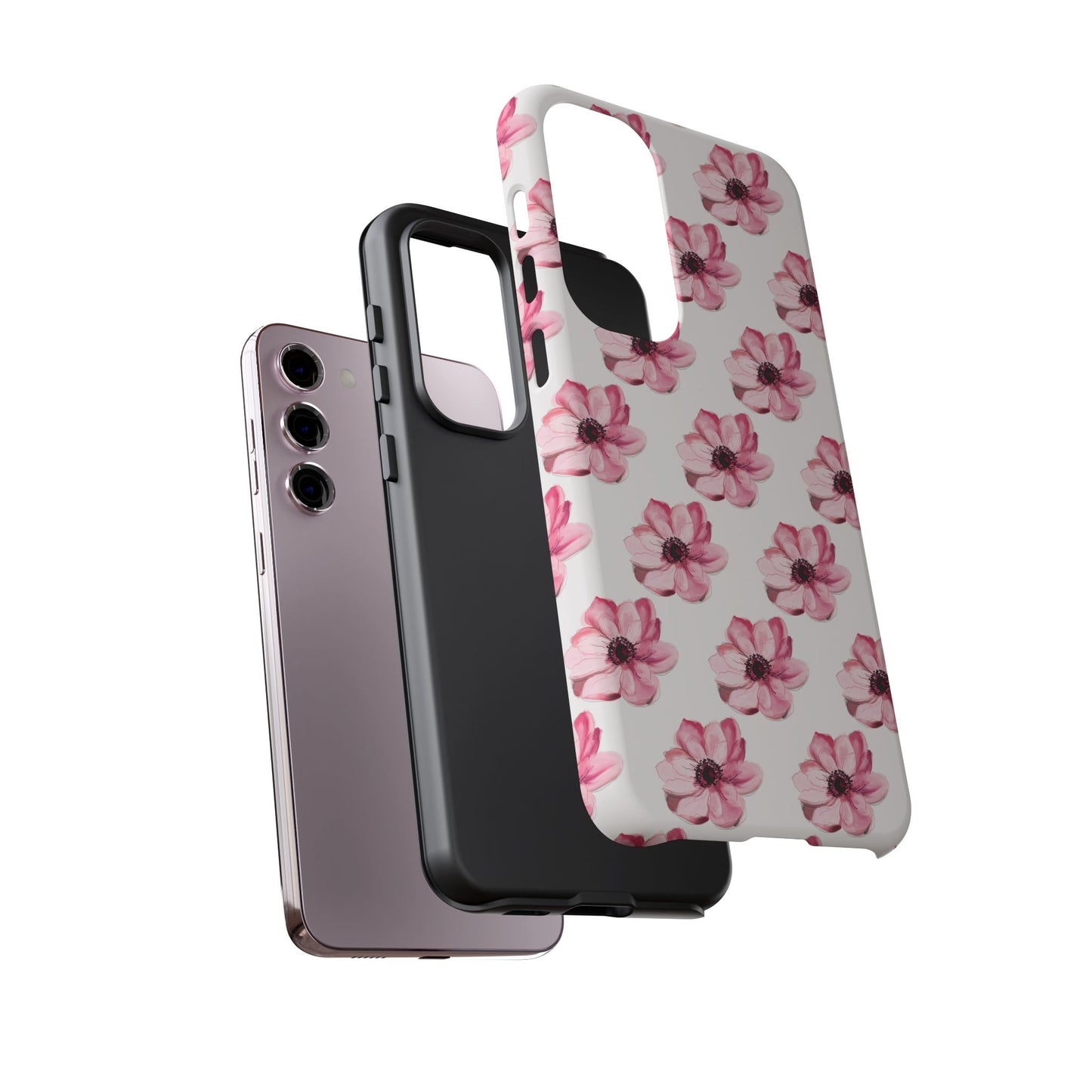 Floral Tough Phone Case - Stylish Protection with Pink Flowers - iPhone Samsung Galaxy Google Pixel - MahaCase