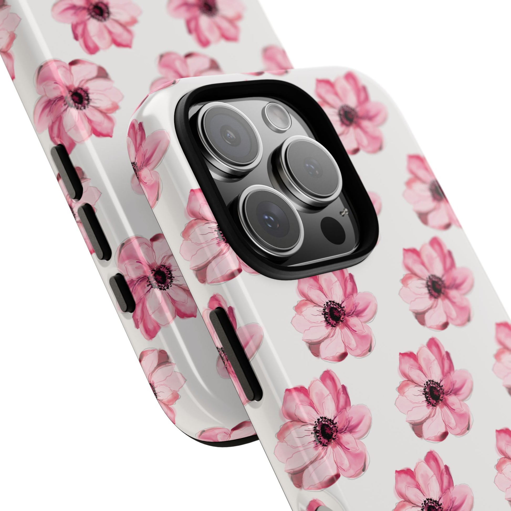 Floral Tough Phone Case - Stylish Protection with Pink Flowers - iPhone Samsung Galaxy Google Pixel - MahaCase