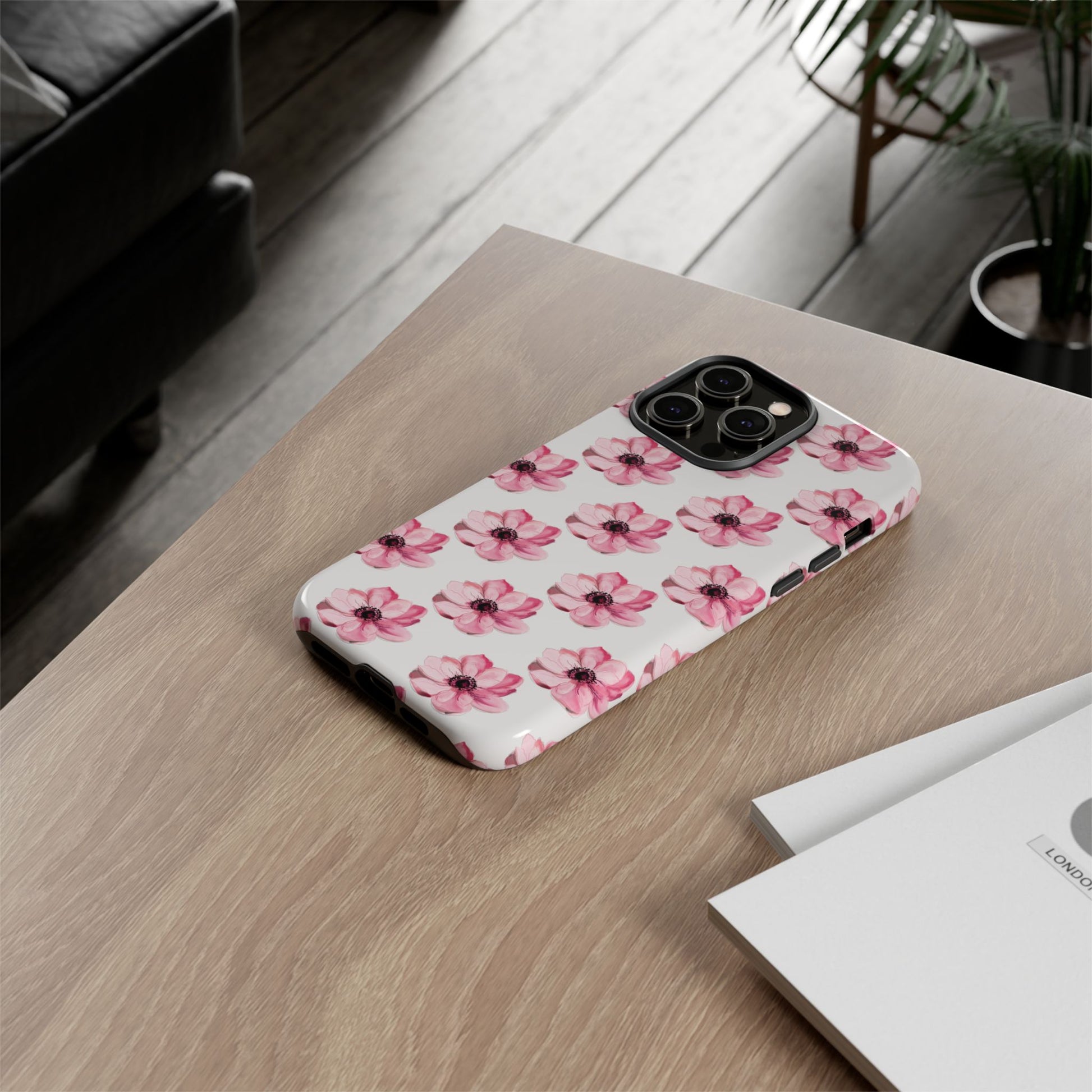 Floral Tough Phone Case - Stylish Protection with Pink Flowers - iPhone Samsung Galaxy Google Pixel - MahaCase