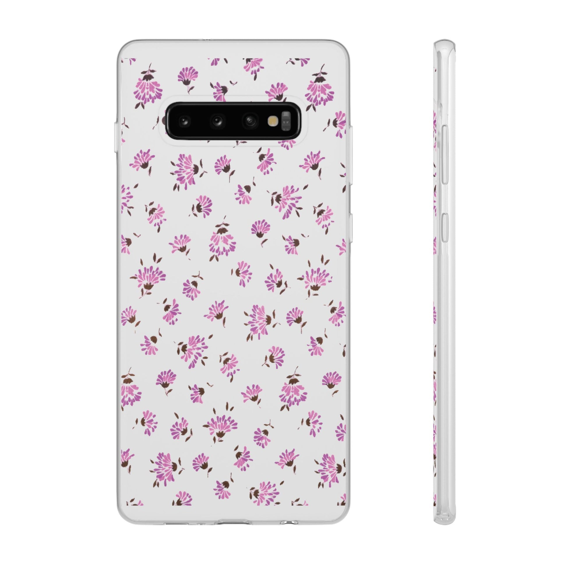 Floral Flexible Phone Case - Flower Pattern, Cute Gift for Her, Stylish Accessory, Spring Vibe, Lightweight Protective Cover- iPhone, Samsung, Gift Packaging - MahaCase