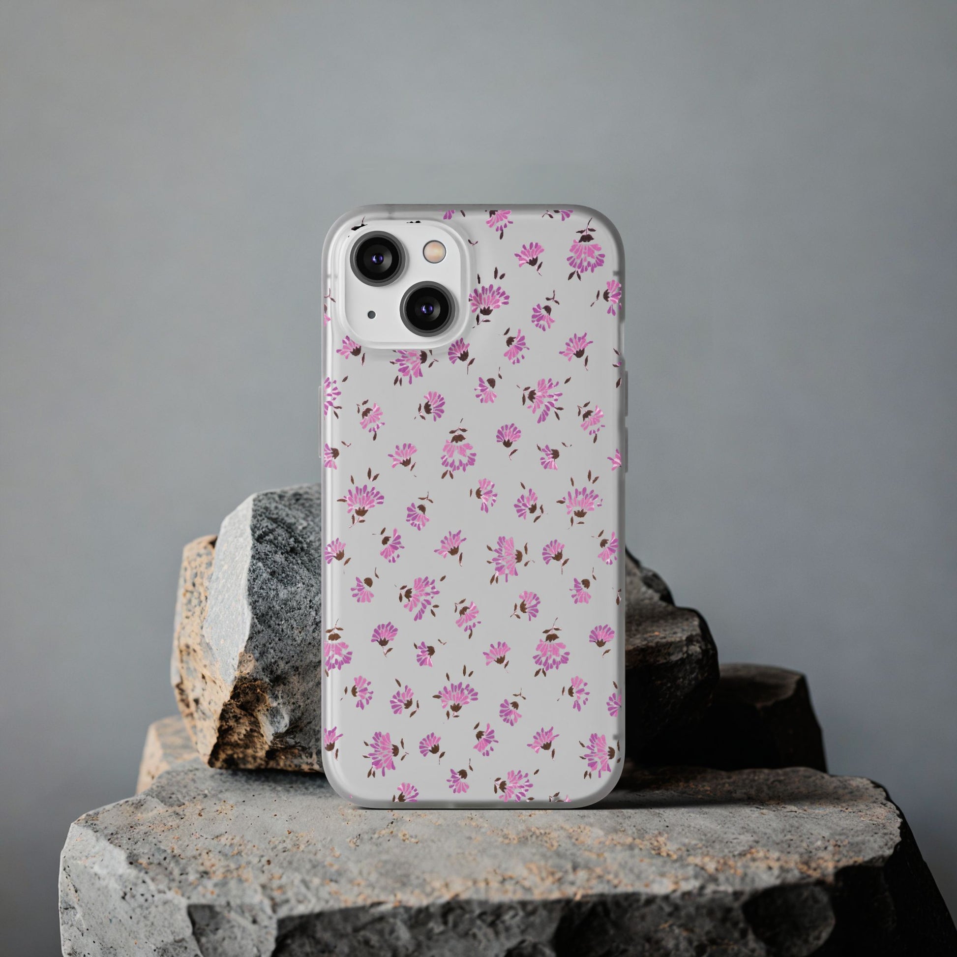 Floral Flexible Phone Case - Flower Pattern, Cute Gift for Her, Stylish Accessory, Spring Vibe, Lightweight Protective Cover- iPhone, Samsung, Gift Packaging - MahaCase