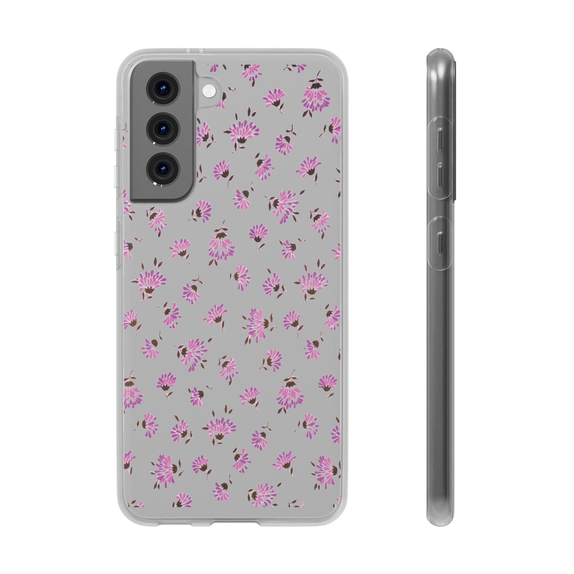 Floral Flexible Phone Case - Flower Pattern, Cute Gift for Her, Stylish Accessory, Spring Vibe, Lightweight Protective Cover- iPhone, Samsung, Gift Packaging - MahaCase