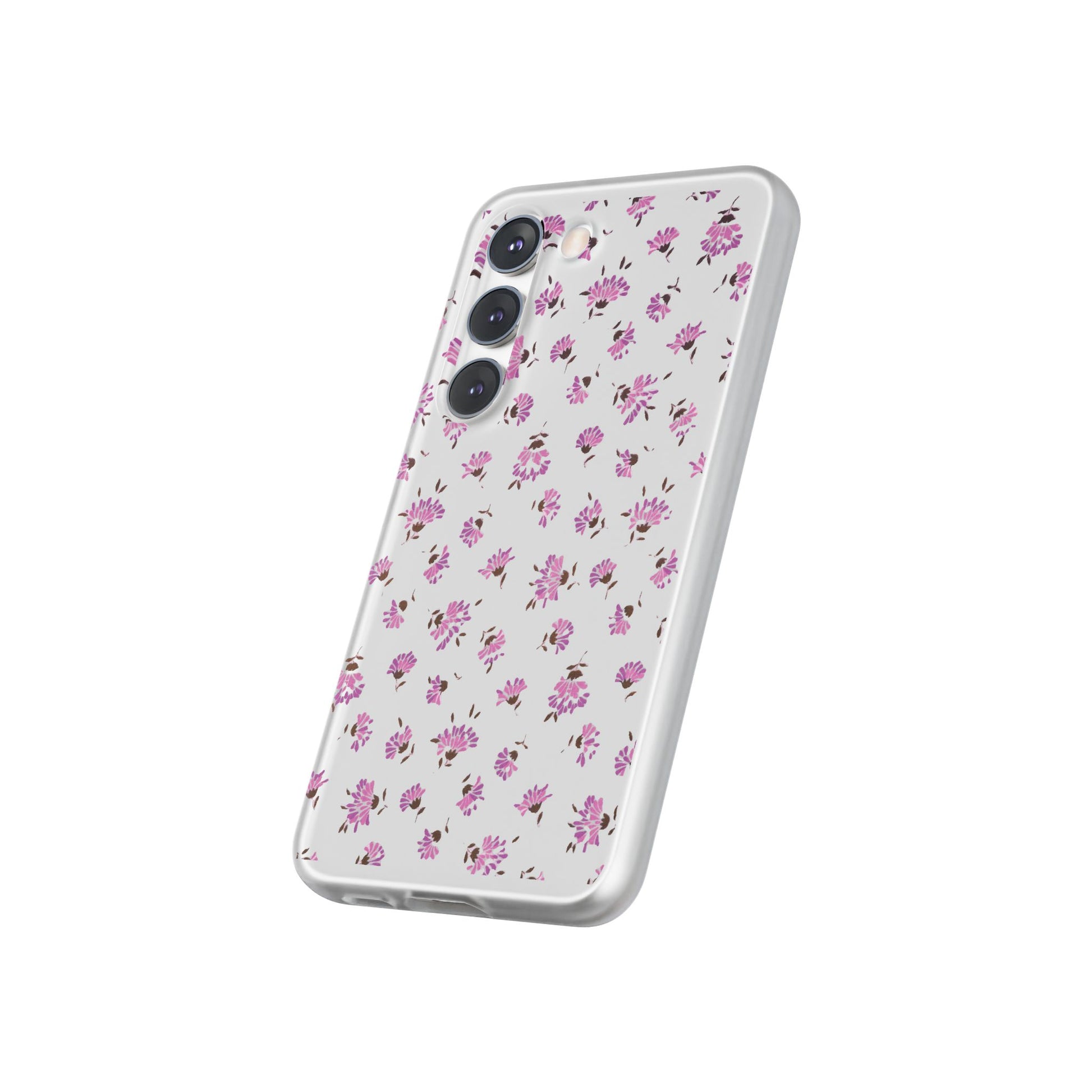 Floral Flexible Phone Case - Flower Pattern, Cute Gift for Her, Stylish Accessory, Spring Vibe, Lightweight Protective Cover- iPhone, Samsung, Gift Packaging - MahaCase