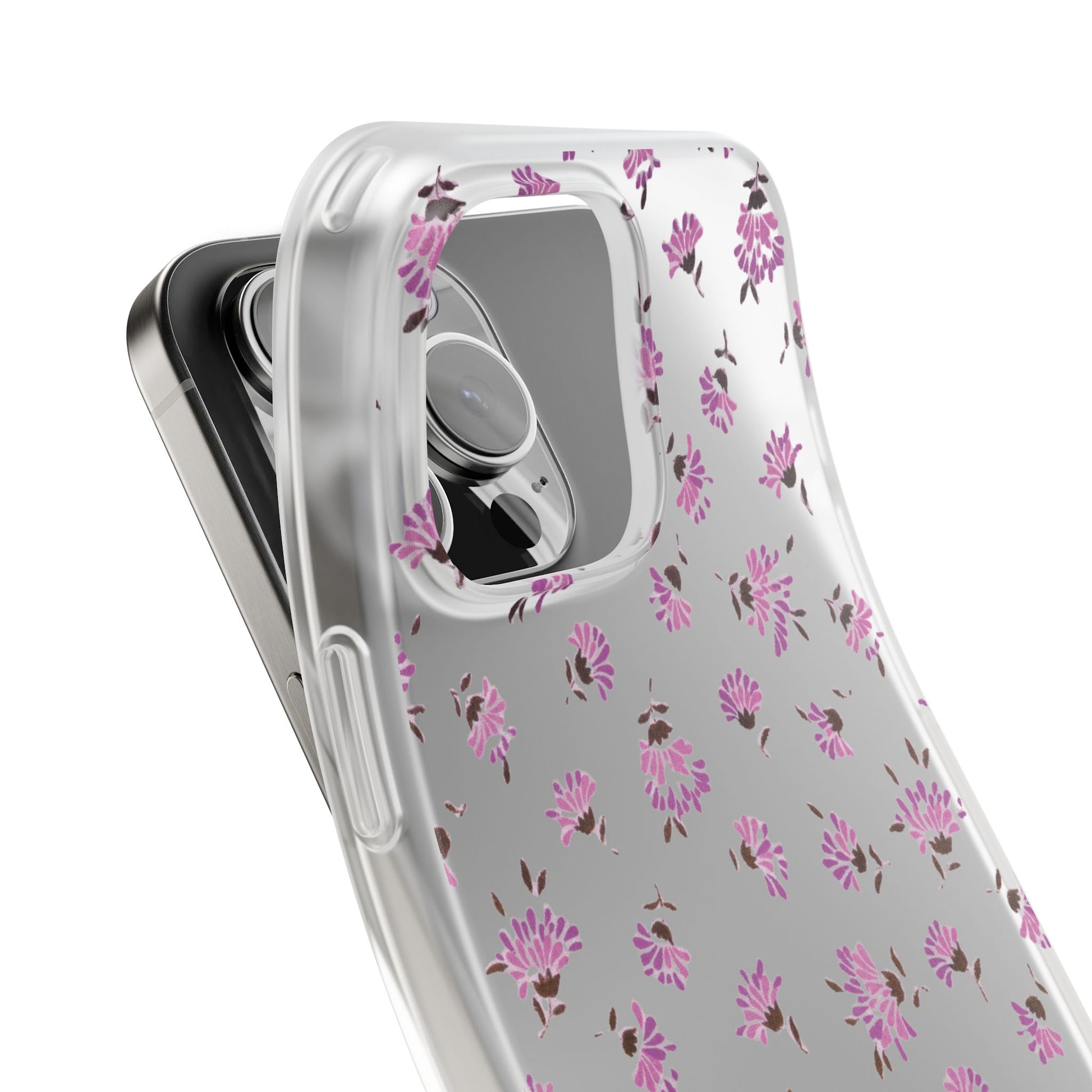 Floral Flexible Phone Case - Flower Pattern, Cute Gift for Her, Stylish Accessory, Spring Vibe, Lightweight Protective Cover- iPhone, Samsung, Gift Packaging - MahaCase