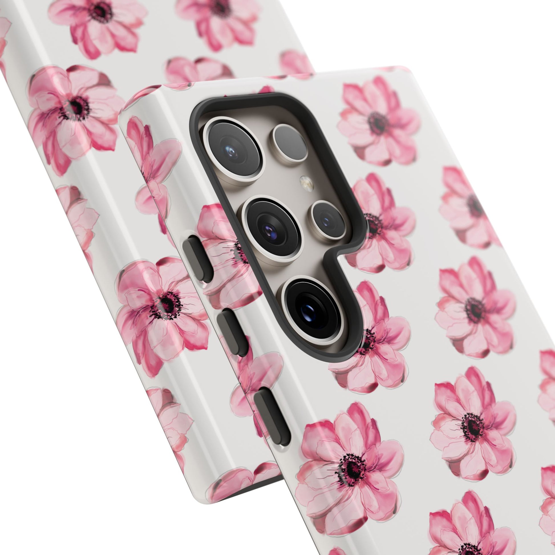 Floral Tough Phone Case - Stylish Protection with Pink Flowers - iPhone Samsung Galaxy Google Pixel - MahaCase