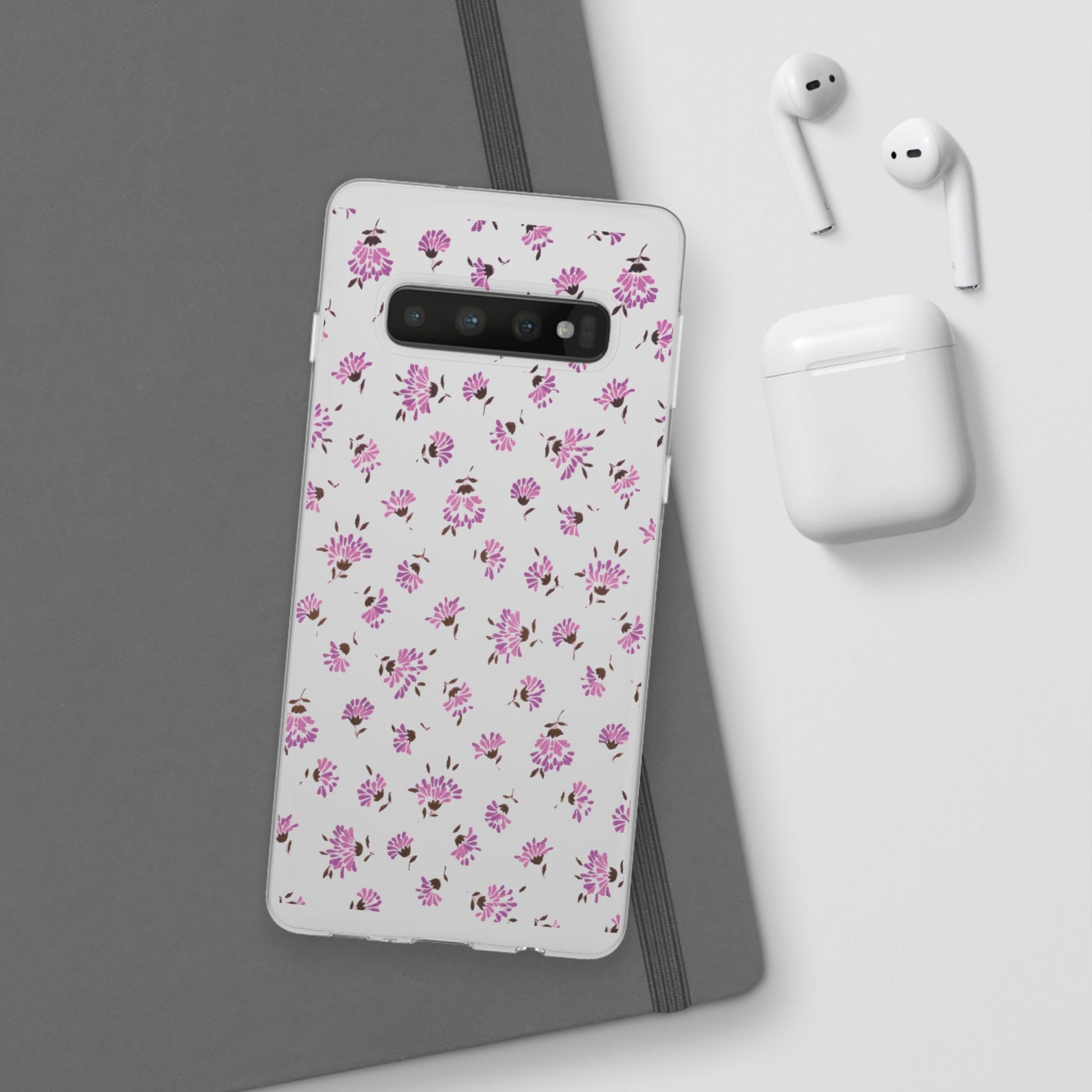 Floral Flexible Phone Case - Flower Pattern, Cute Gift for Her, Stylish Accessory, Spring Vibe, Lightweight Protective Cover- iPhone, Samsung, Gift Packaging - MahaCase