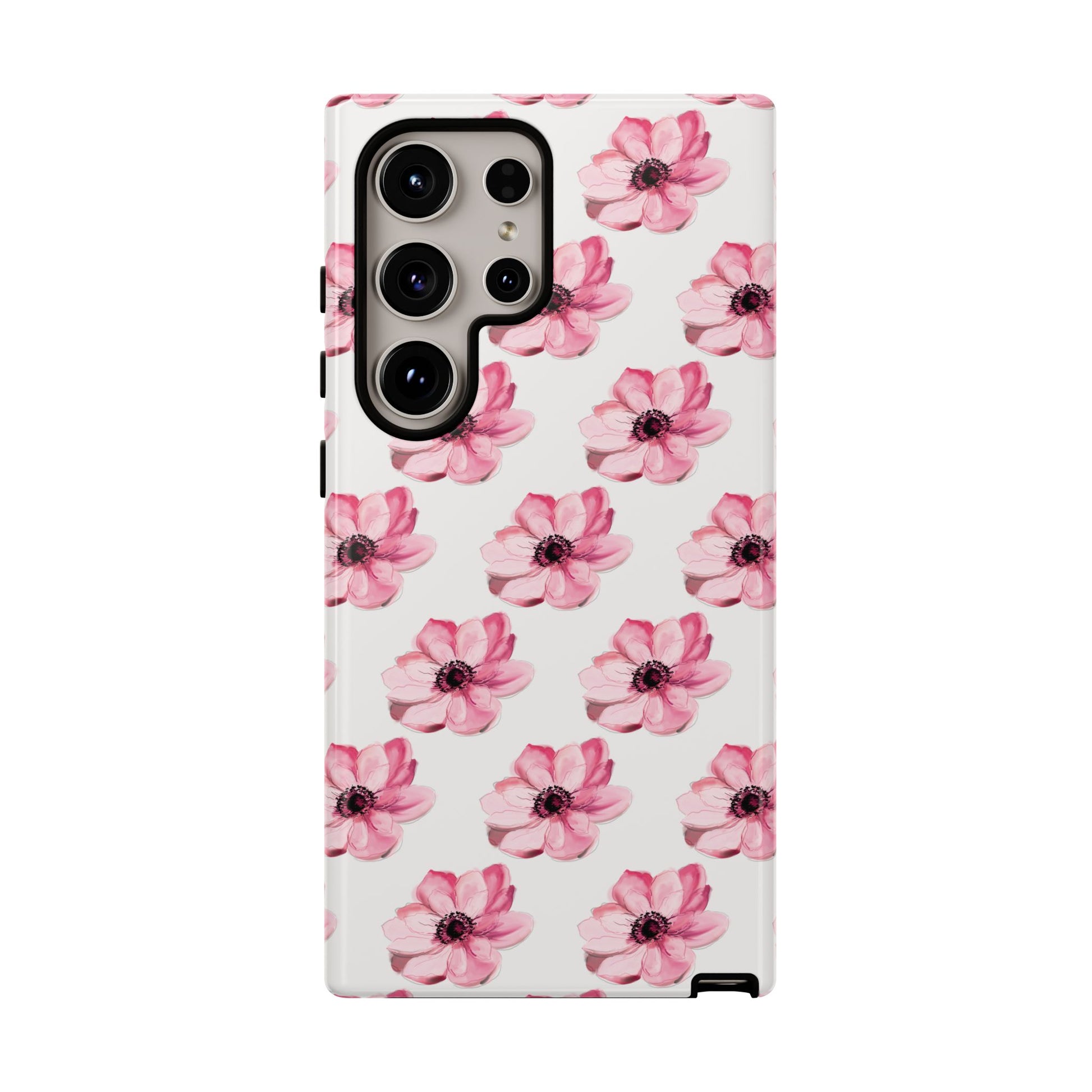 Floral Tough Phone Case - Stylish Protection with Pink Flowers - iPhone Samsung Galaxy Google Pixel - MahaCase