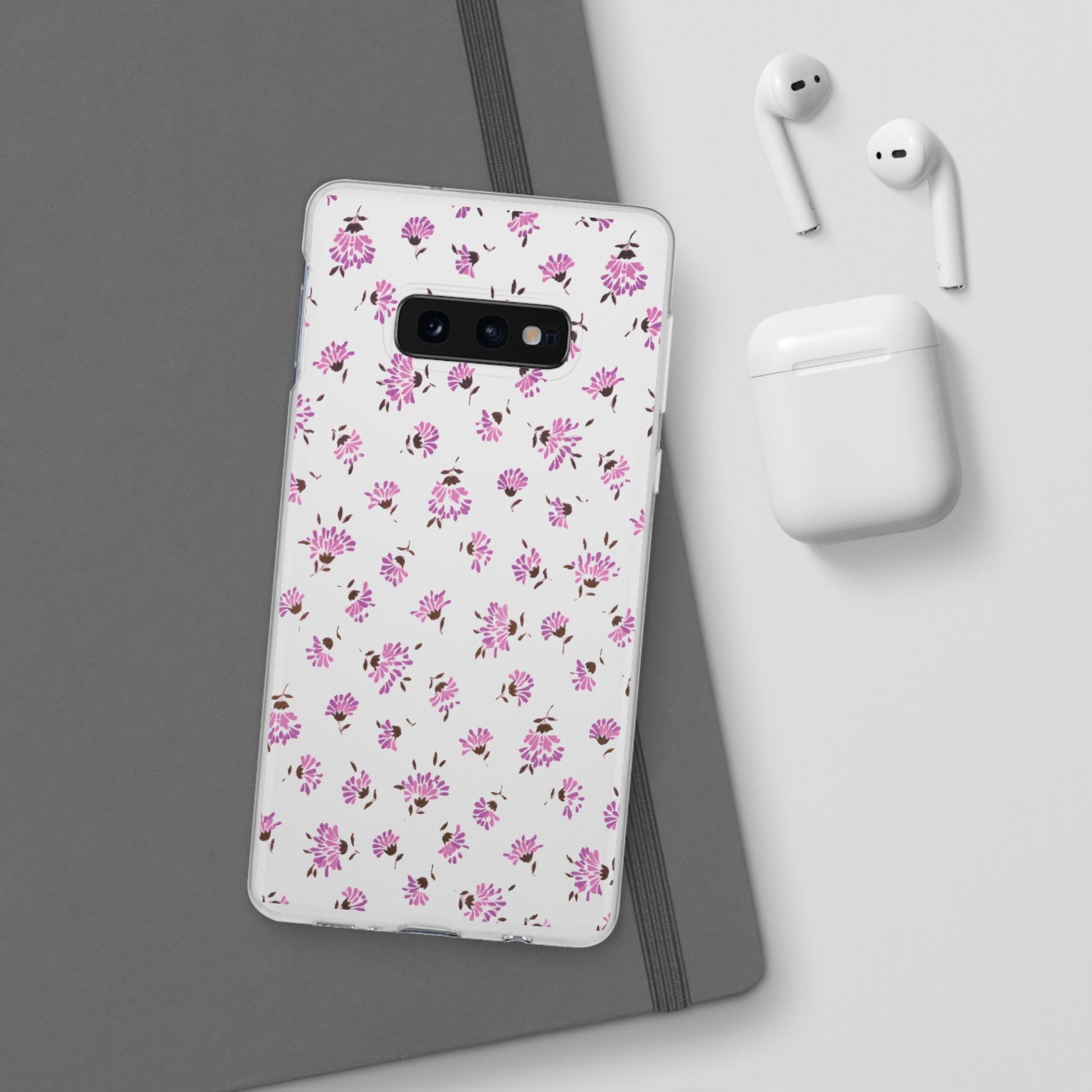 Floral Flexible Phone Case - Flower Pattern, Cute Gift for Her, Stylish Accessory, Spring Vibe, Lightweight Protective Cover- iPhone, Samsung, Gift Packaging - MahaCase